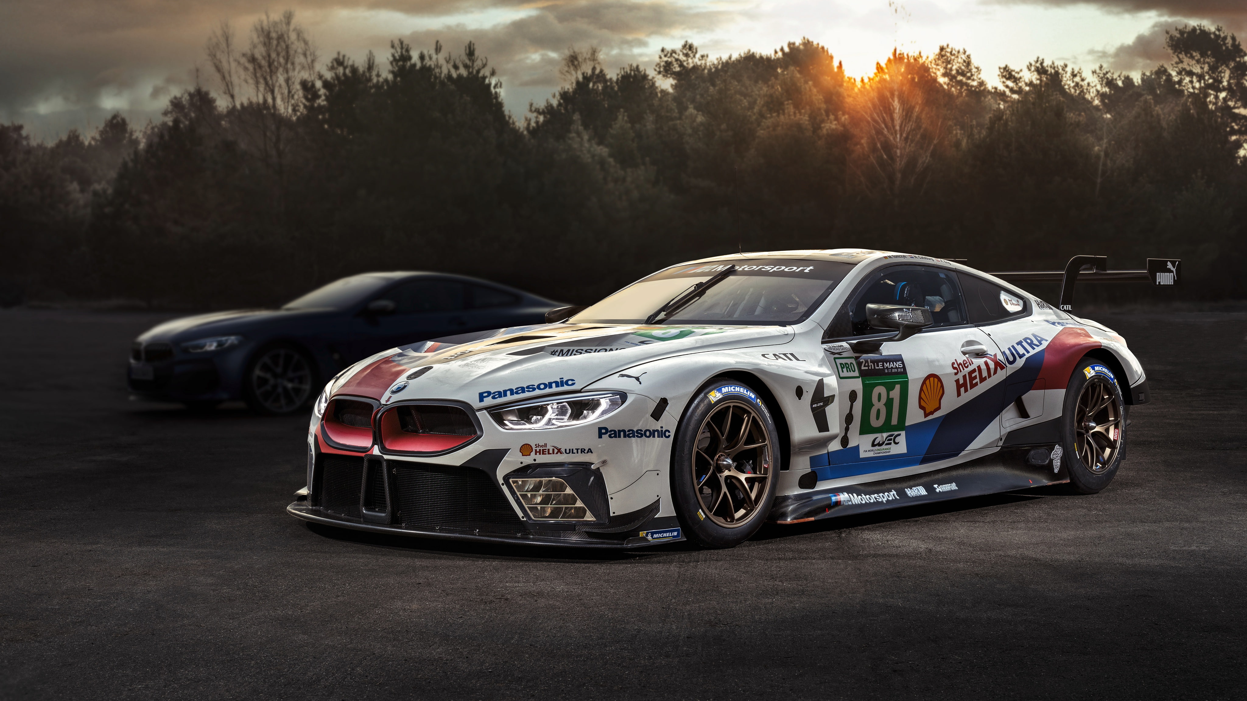 4K, GTE, Motorsport, 2018, sunset, BMW M8, racing car, HD Wallpaper