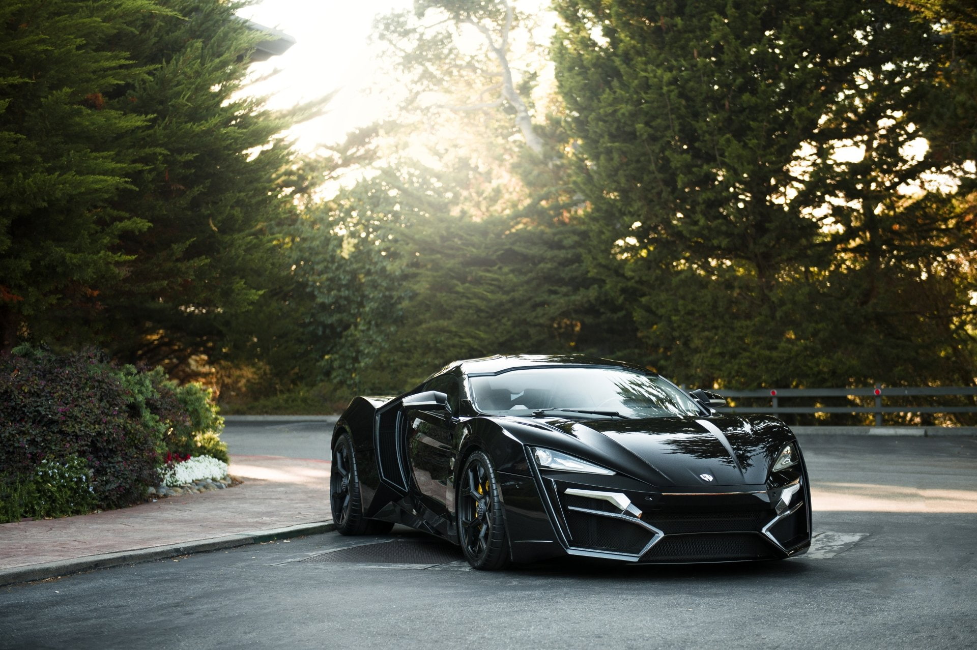 Supercar, sunlight, Lykan HyperSport, wealth, Sport Car, street, land vehicle, Black Car, mode of transportation, nature, Vehicle, tree, plant, road, 1080P, HD Wallpaper