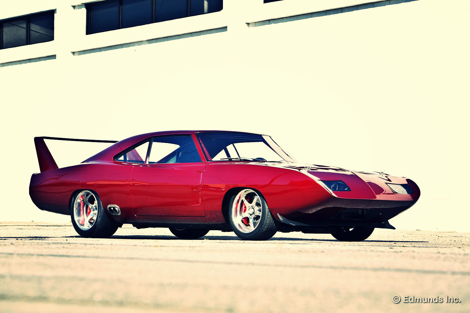 sky, architecture, convertible, clear sky, motor vehicle, car, outdoors, Dodge Daytona, transportation, red cars, mode of transportation, day, road, land vehicle, HD Wallpaper