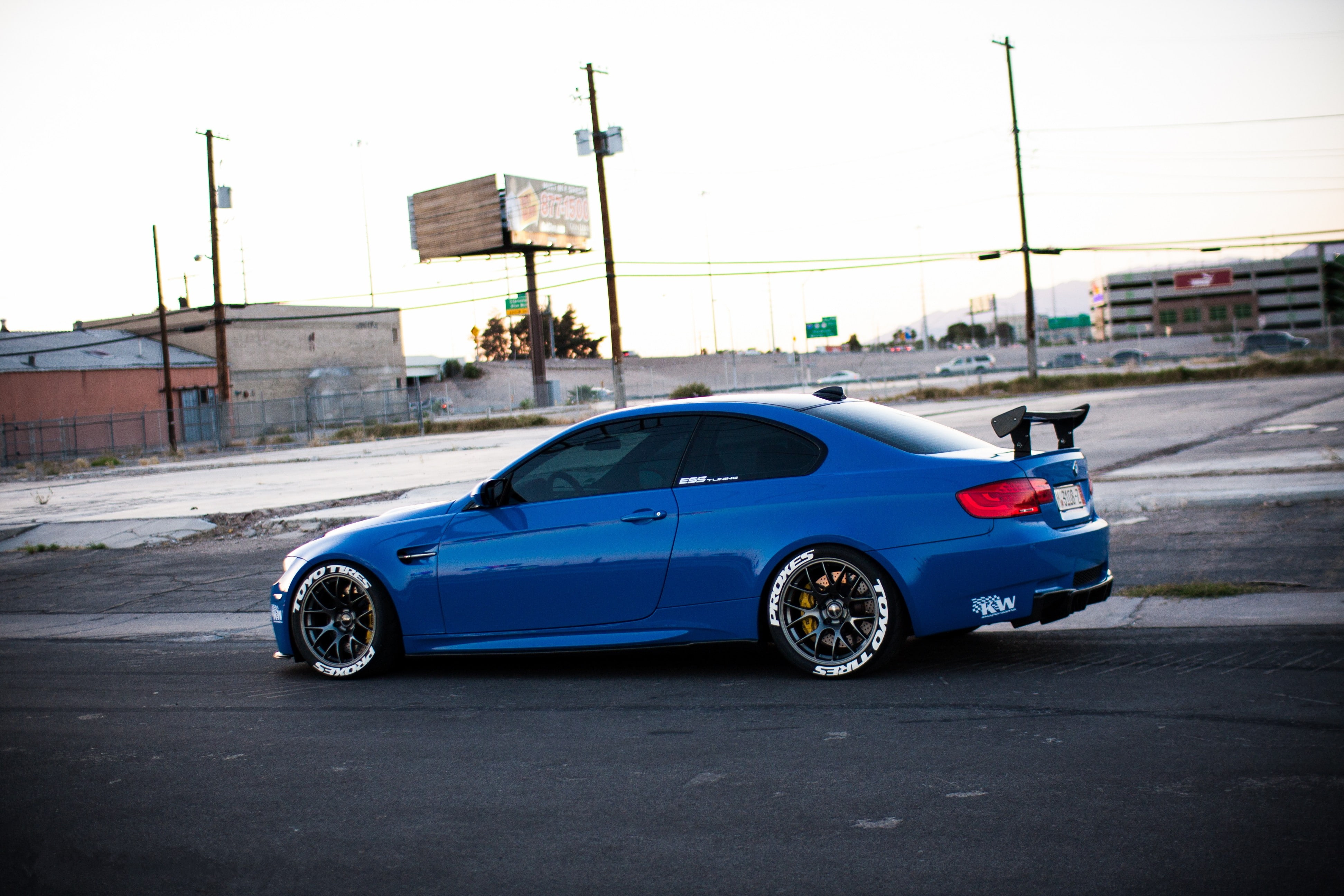 side view, wing, road, street, bmw, 4K, e, E92, blue, M3, m, HD Wallpaper