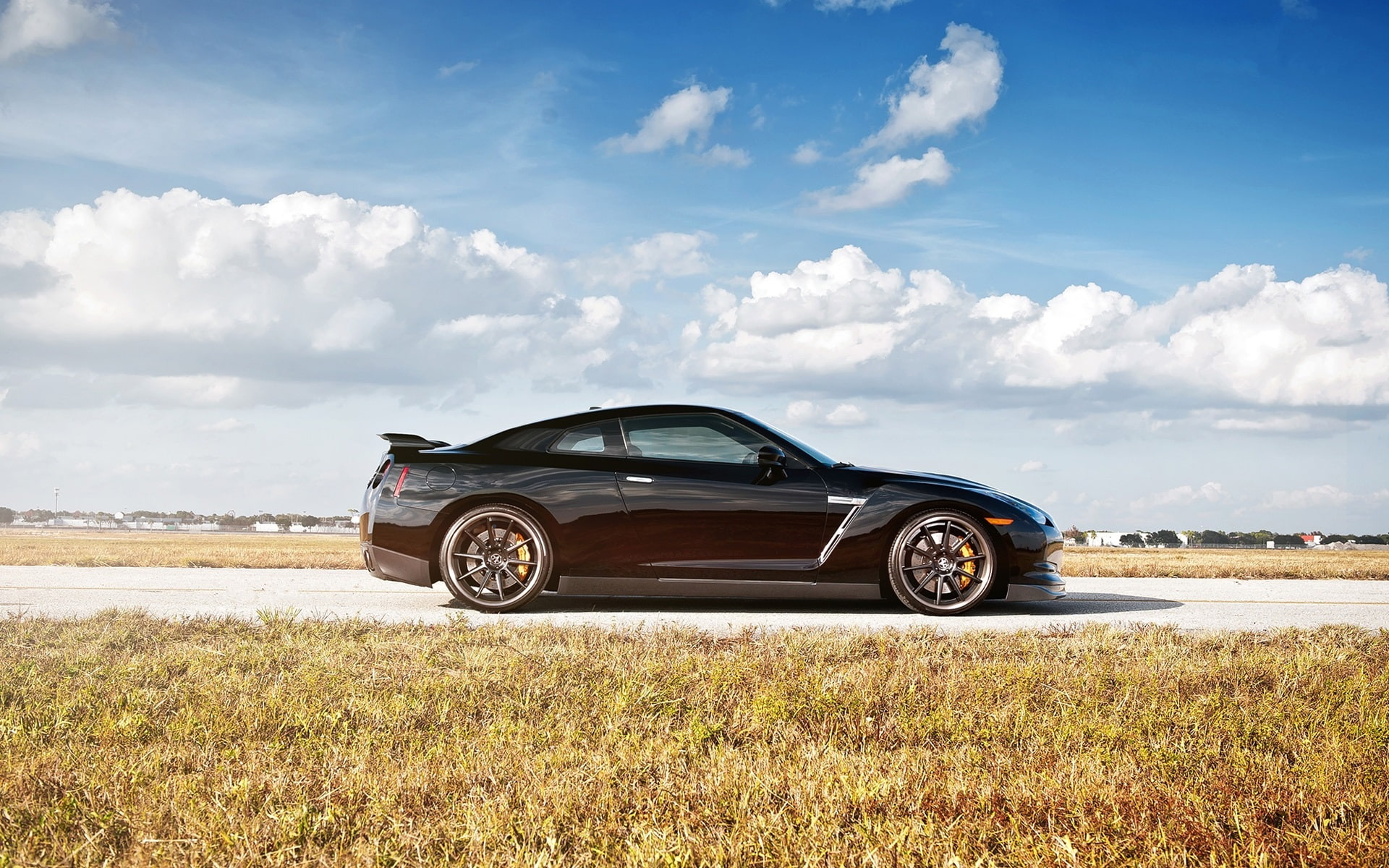 gt, Car, View, Nissan, r, Black, Side, 1080P, HD Wallpaper