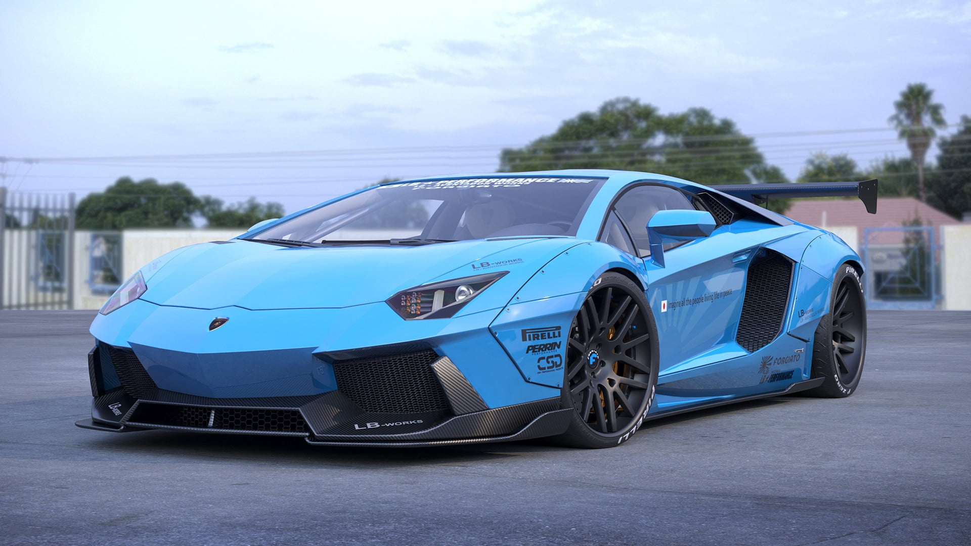 Russ Schwenkler, Transport and Vehicles, 1080P, Render, Lamborghini, Machine, Liberty Walk Lamborghini Aventador, Auto, Aventador, by Russ Schwenkler, HD Wallpaper