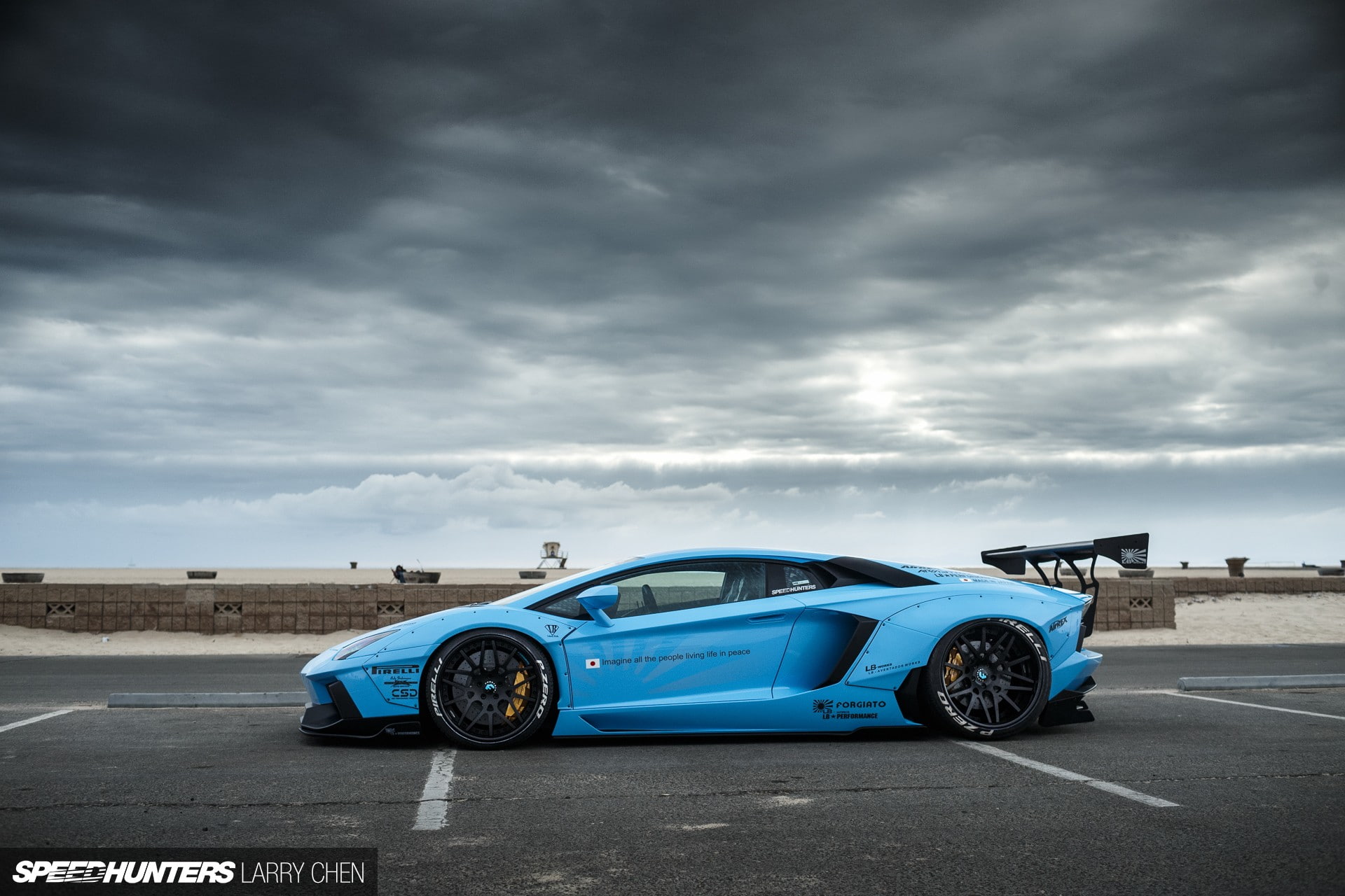 cloud - sky, overcast, no people, motor vehicle, retro styled, convertible, road, transportation, car, LB Works, travel, road trip, Lamborghini Aventador, HD Wallpaper