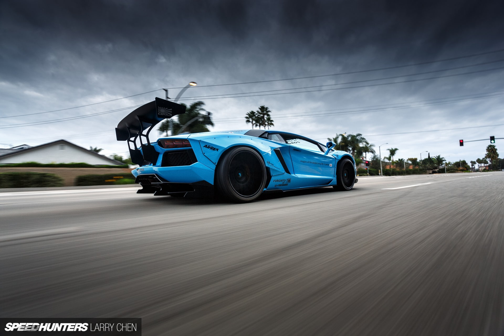 LB Works, Liberty Walk, Lamborghini, Lamborghini Aventador, blue, car, 1080P, HD Wallpaper