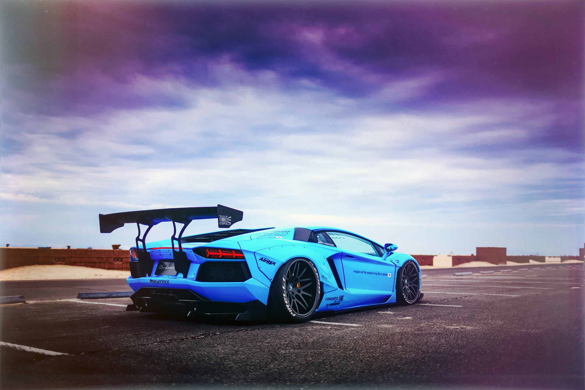 new, blue, sports Race, racecar, no People, stationary, modern, cloud - sky, speed, bumper, low Profile Tires, Aventador, land Vehicle, city, front View, HD Wallpaper