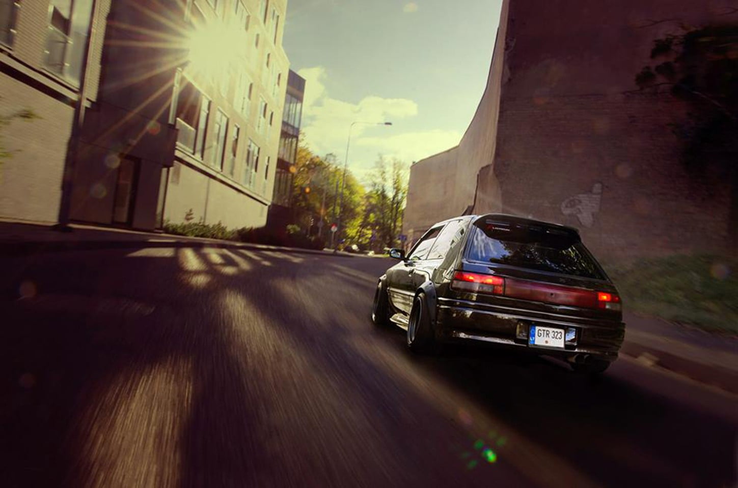 building exterior, Mazda 323 BG, old car, speed, Japanese cars, built structure, sky, 720P, red, travel, mode of transportation, sports car, architecture, HD Wallpaper