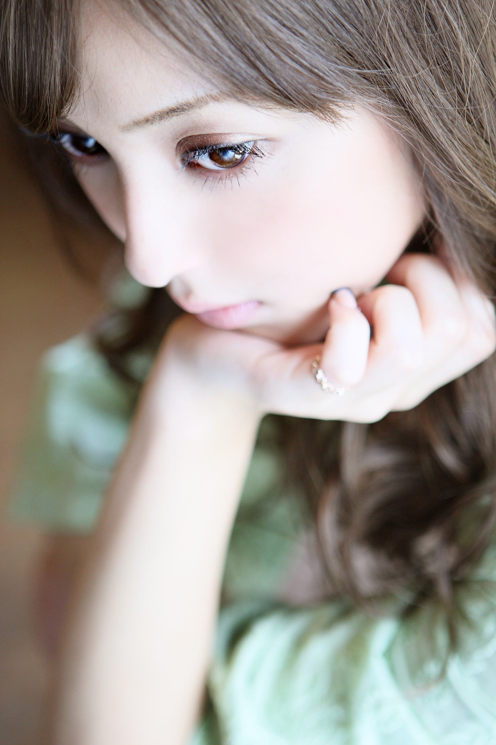 indoors, depression - sadness, adult, beautiful woman, looking, hair, sadness, Sasaki Nozomi, young adult, portrait, disappointment, one person, human face, Phone HD Wallpaper
