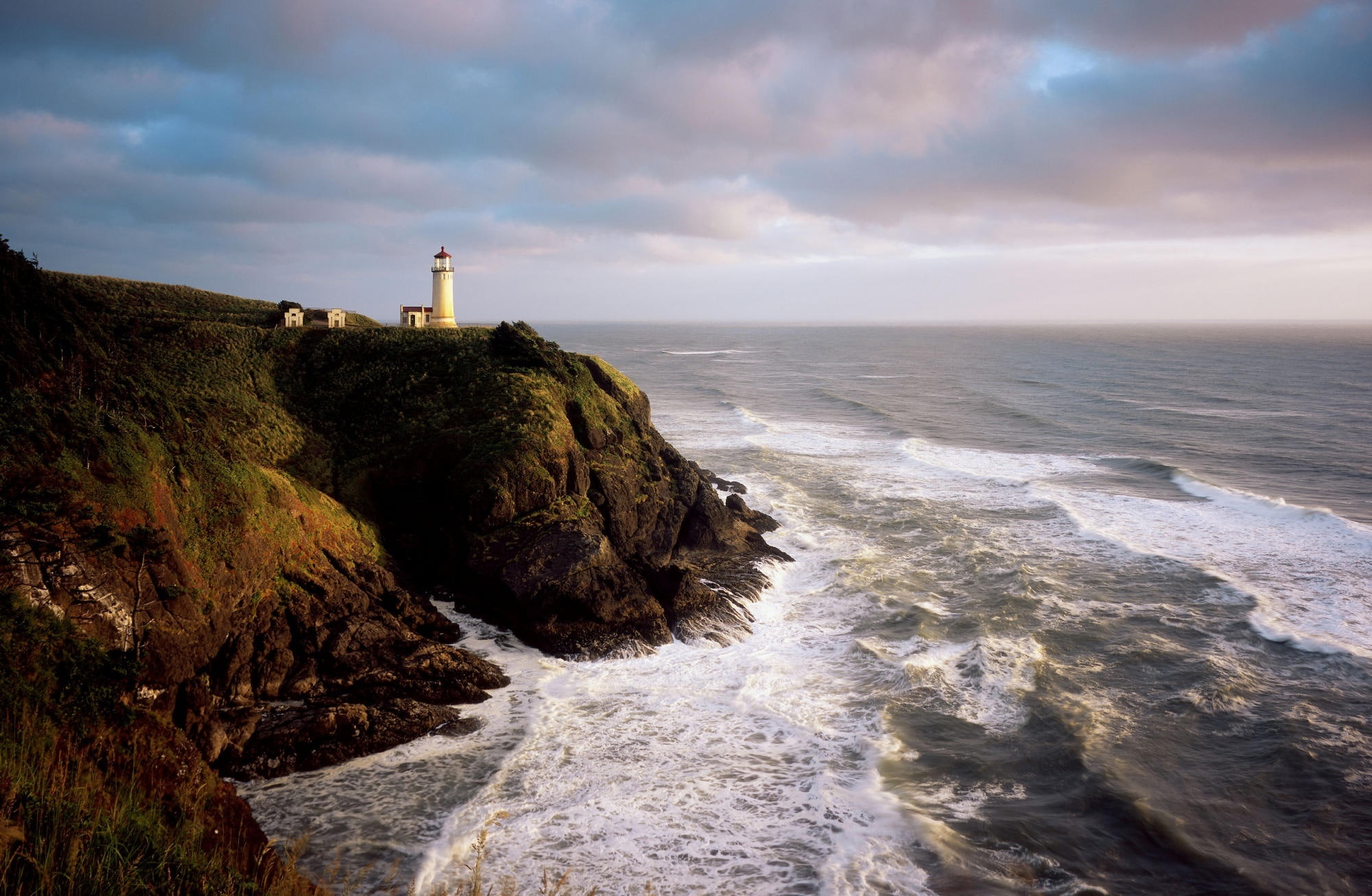 Lighthouse, Cape, motion, Nature, scenics - nature, Washington, outdoors, rock, water, formation, Park, tranquility, surfing, land, 1080P, North, sky, HD Wallpaper