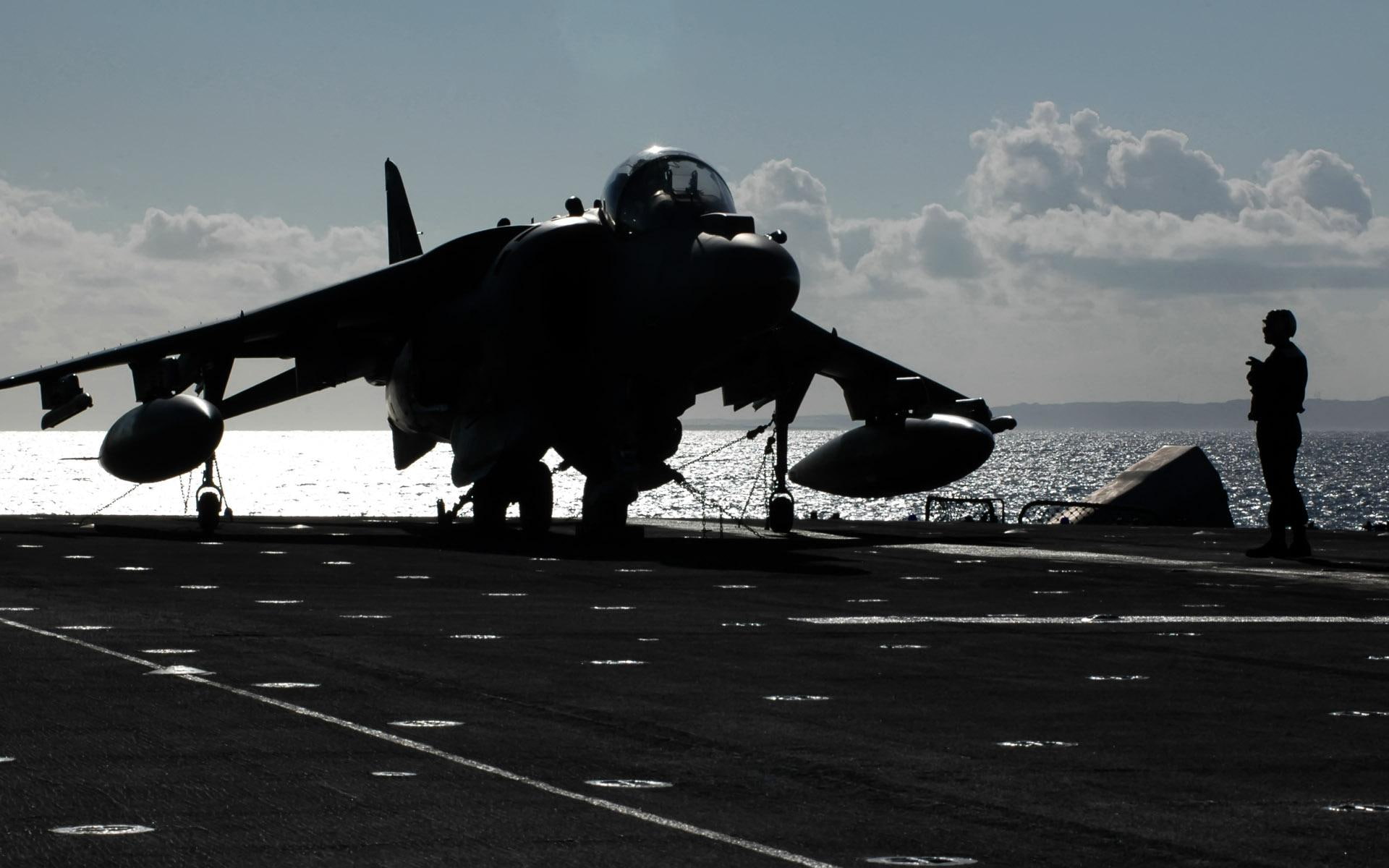 based, 1080P, grey, harrier, aircraft, secured, carrier, jet, aircraft planes, fighter, HD Wallpaper