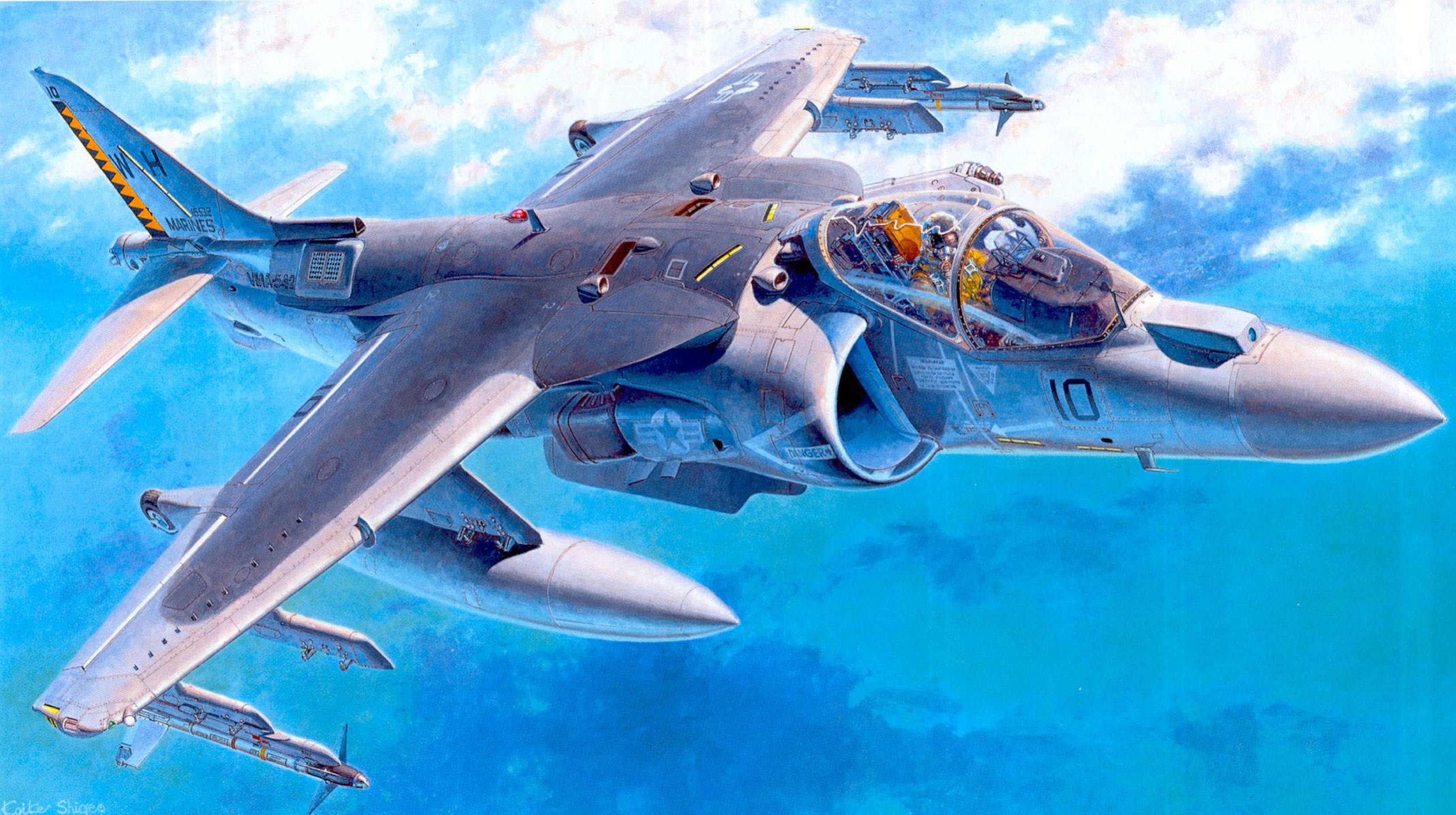 attack, American, figure, art, takeoff and landing, " Harrier" II, Douglas AV-8B, 2K, McDonnell, vertical, HD Wallpaper