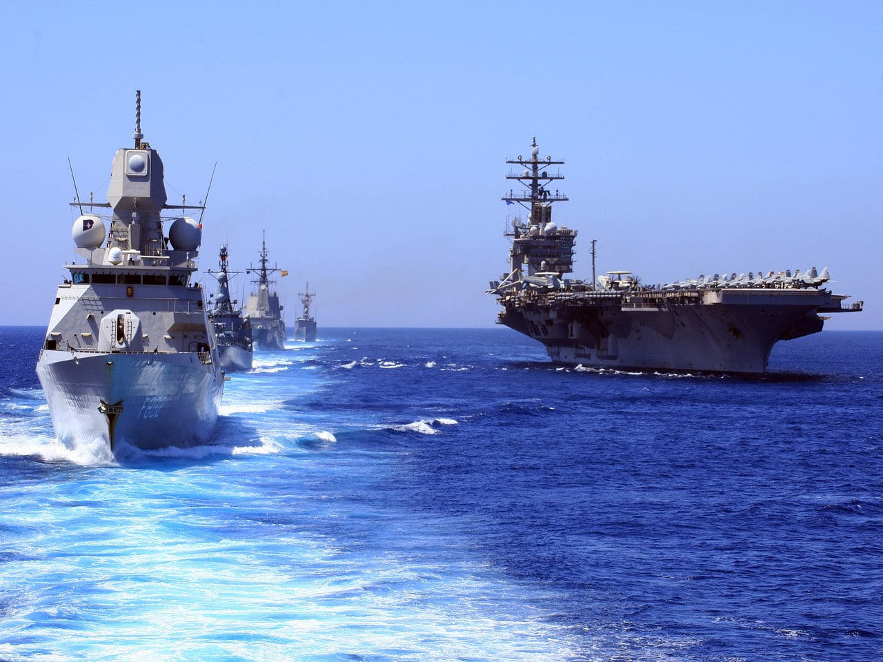 720P, warship, vehicle, aircraft carrier, sea, ship, military, HD Wallpaper