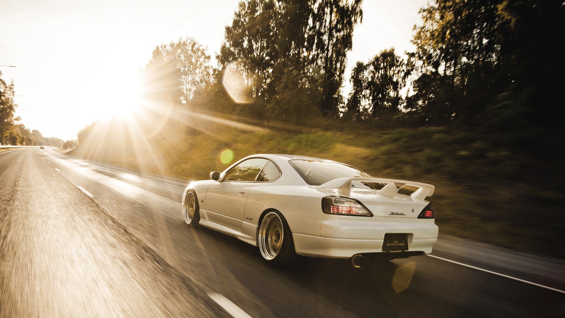 cars, hd, motion, nissan, white, coupe, sunlight, road, silvia, blur, 1080P, HD Wallpaper