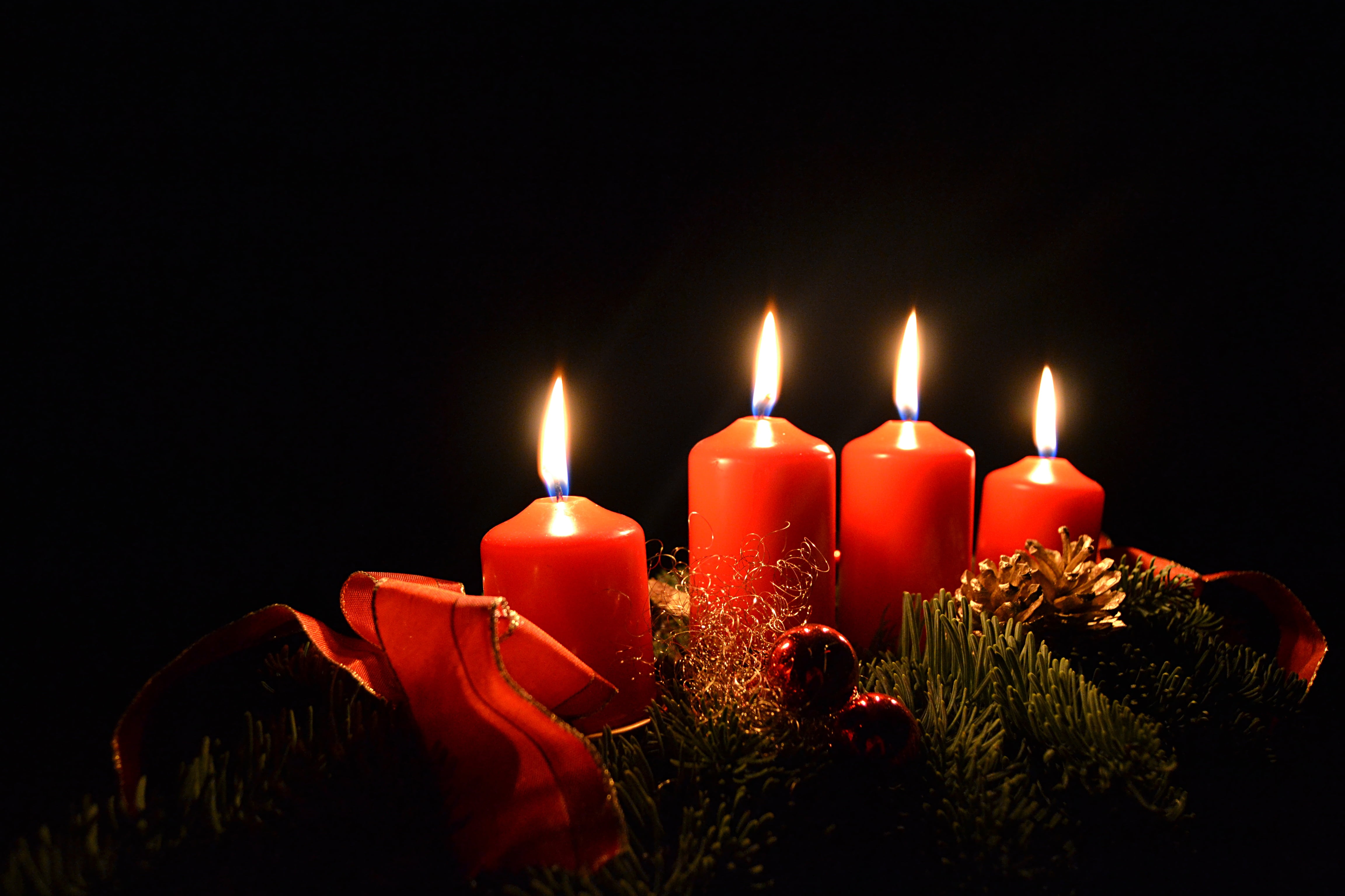 celebration, heat - temperature, red, indoors, 4K, illuminated, close-up, event, candle, holiday, holiday - event, fire - natural phenomenon, no people, HD Wallpaper