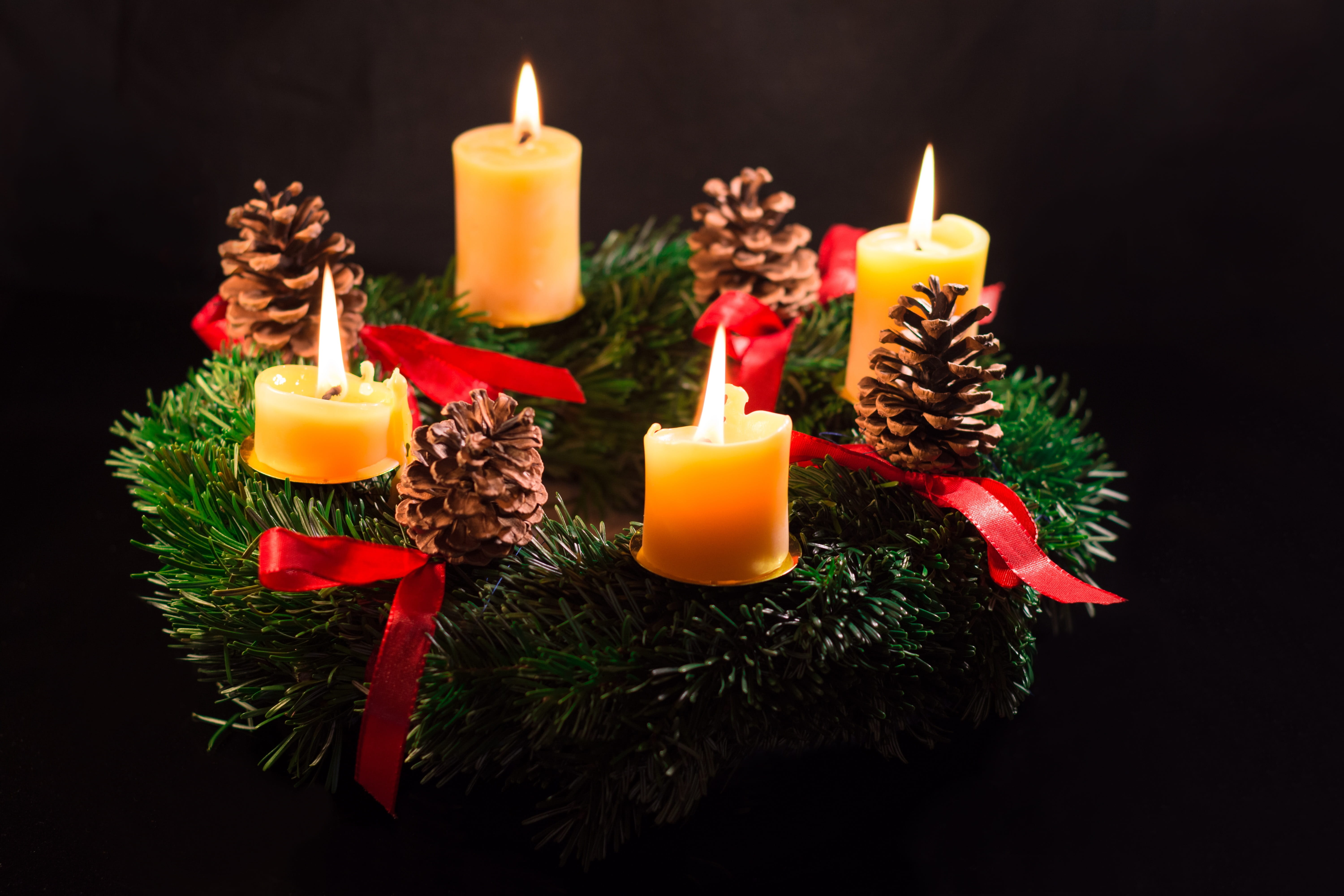 flame, decoration, lights, black background, december, fire, burning, christmas ornament, burn, christmas time, dark, no people, festival, celebration, HD Wallpaper