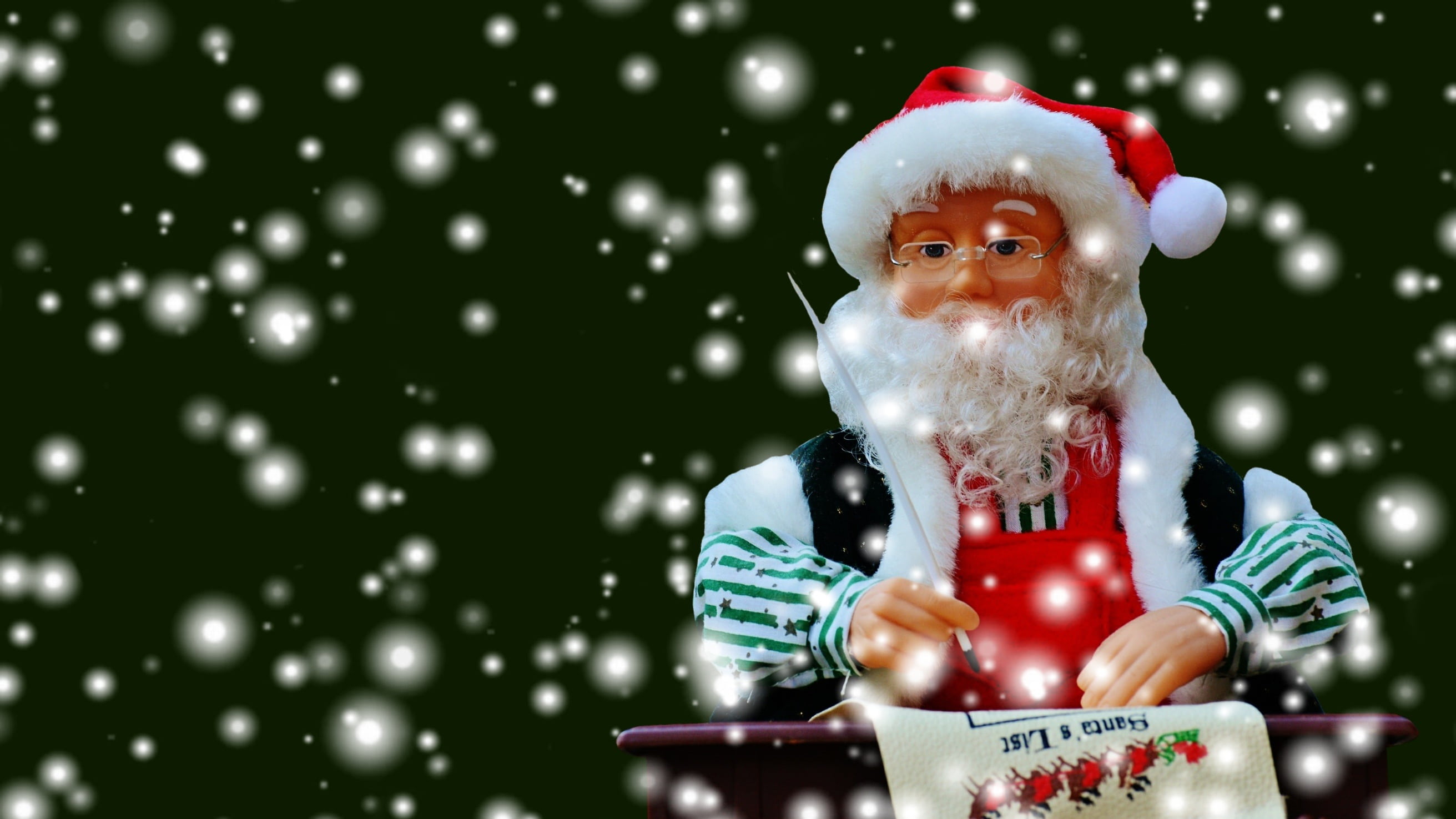 contemplative, red, santa Claus, digital, christmas decoration, front view, representation, figure, gifts, santa, santa hat, human representation, decoration, HD Wallpaper