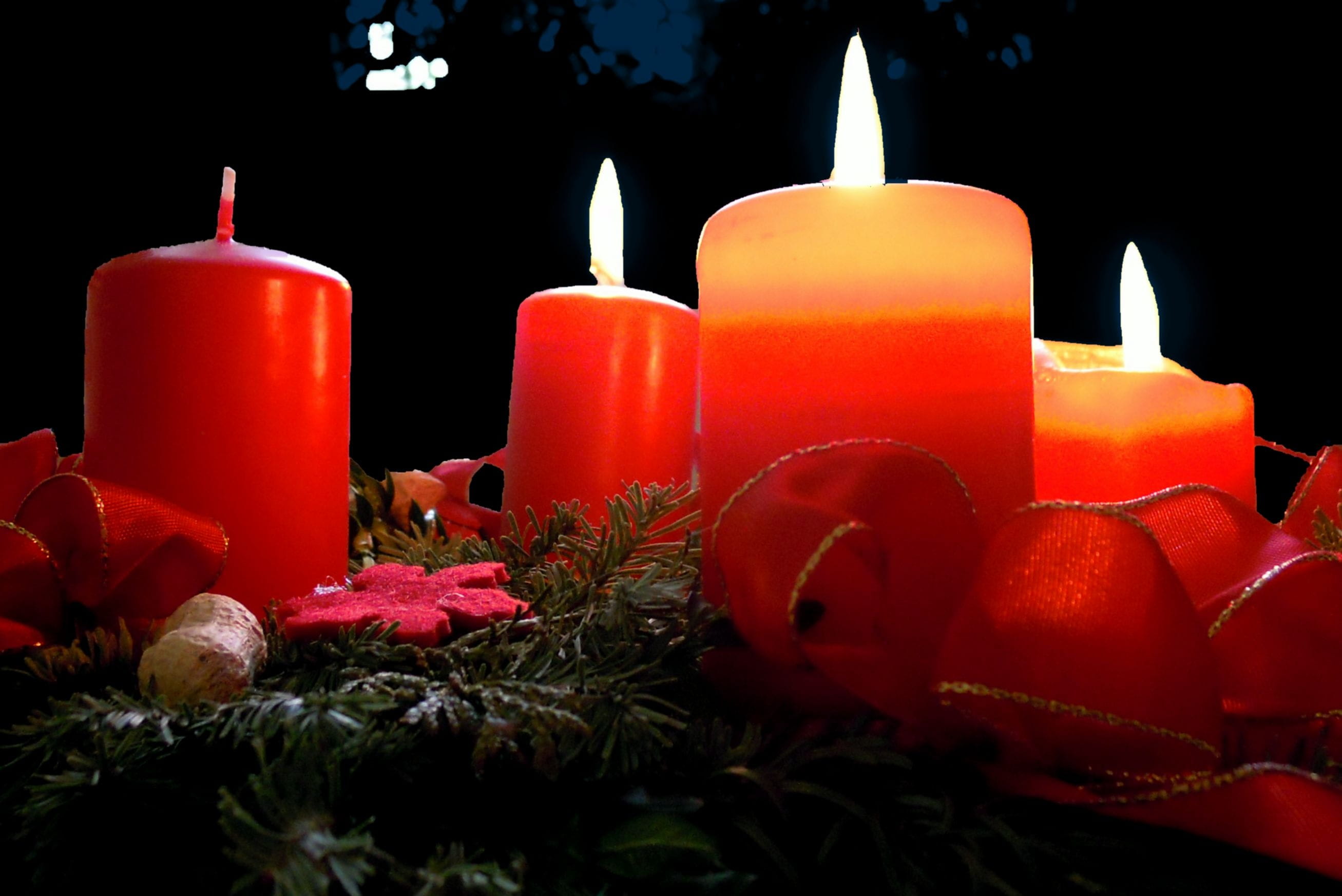heat - temperature, holiday, nature, food and drink, contemplative, lighted, december, advent, fire - natural phenomenon, Candles, light, celebration, plant, HD Wallpaper