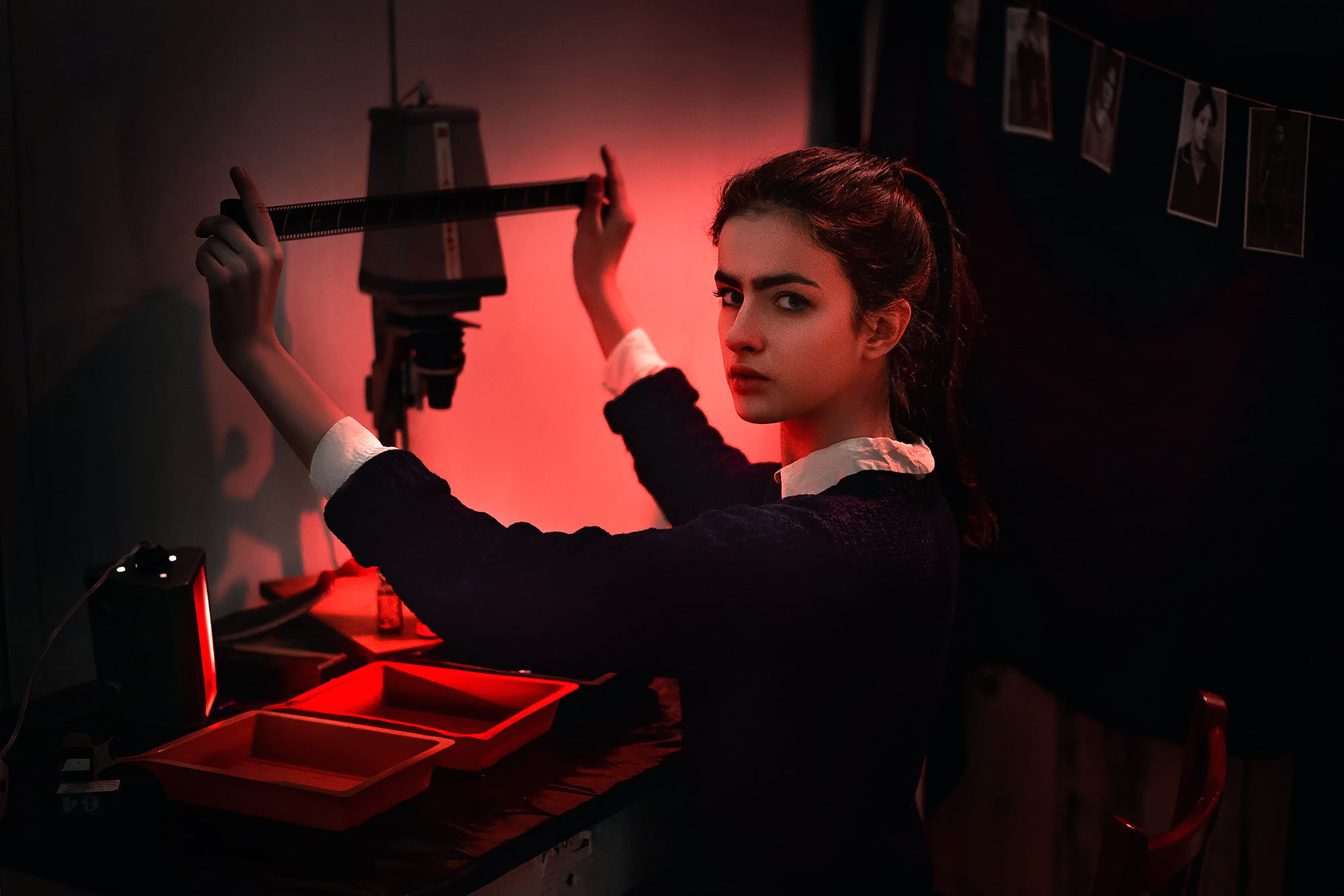 Dima Begma, enlarger, film, film development, 1080P, Photographer from the past, girl, HD Wallpaper