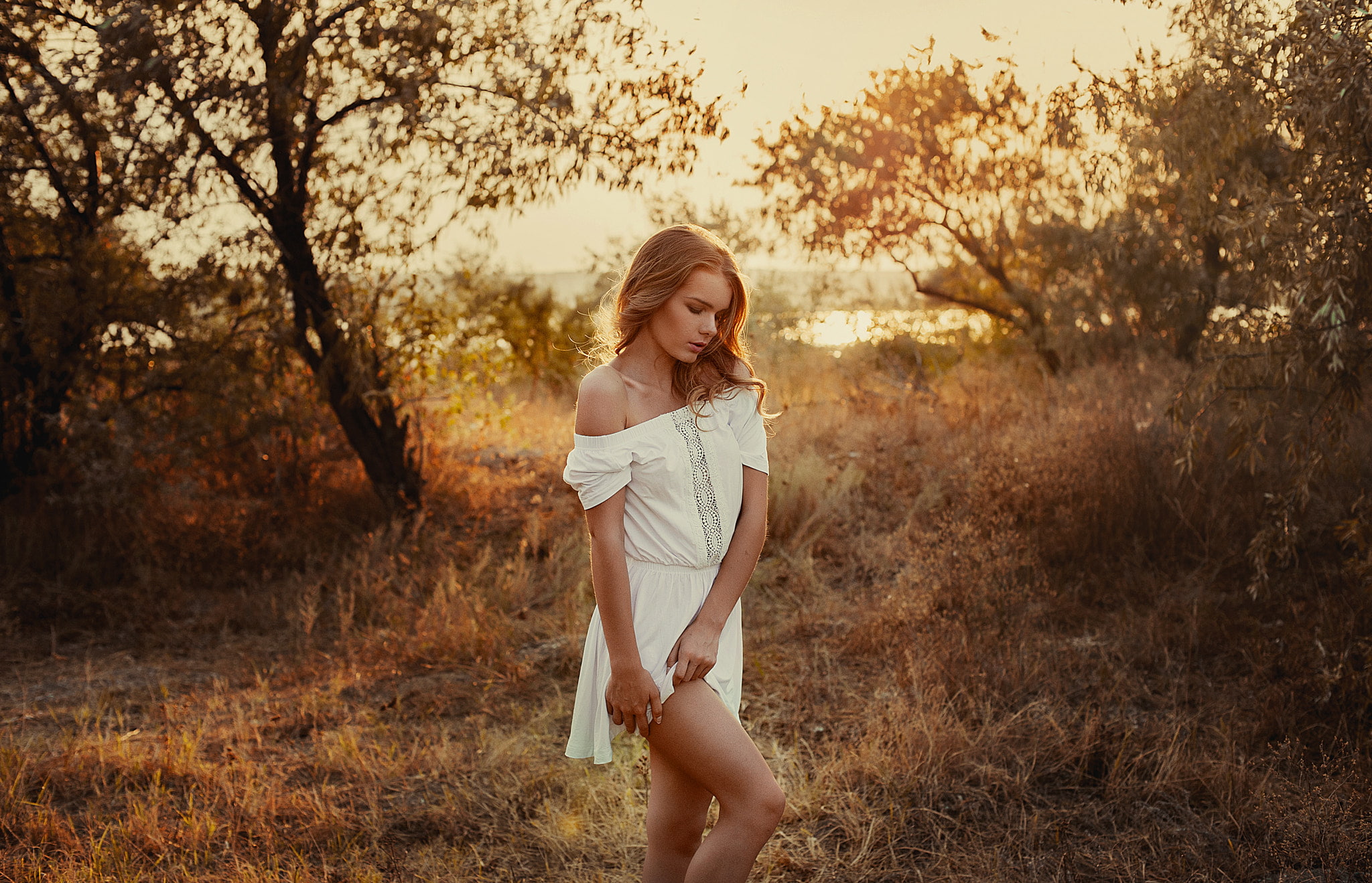 legs, lifestyles, dress, long hair, three quarter length, plant, women outdoors, standing, grass, leisure activity, young adult, hair, young women, women, HD Wallpaper