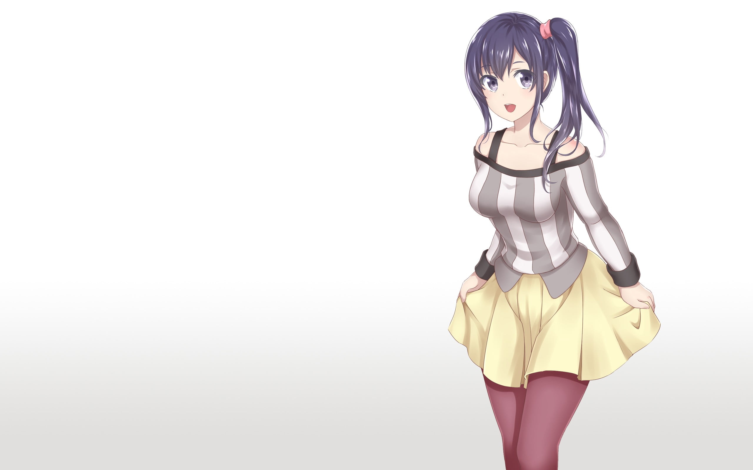 young adult, woman, animated, young women, indoors, body paint, Shirobako, black, white background, studio shot, standing, anime, women, portrait, copy space, HD Wallpaper