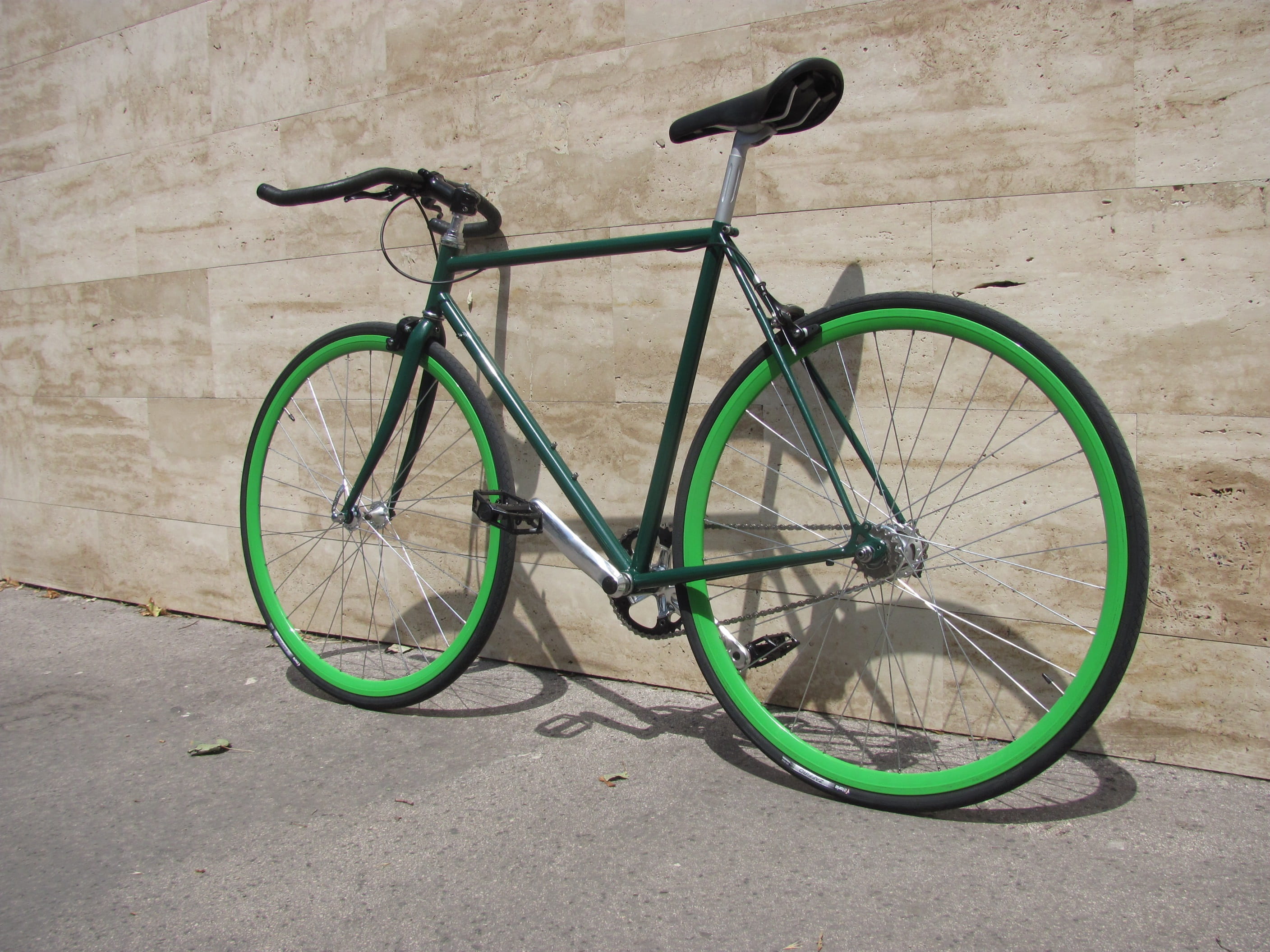 architecture, nature, land vehicle, Bicycle, city, peugeot frame, cycle, parking, day, steel frame, side view, environment friendly, footpath, green color, HD Wallpaper