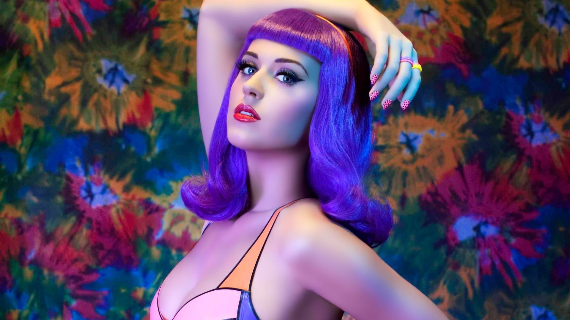 singer, one person, young adult, makeup, purple hair, women, portrait, fashion model, hairstyle, glamour, elegance, painted nails, young women, face, make-up, HD Wallpaper