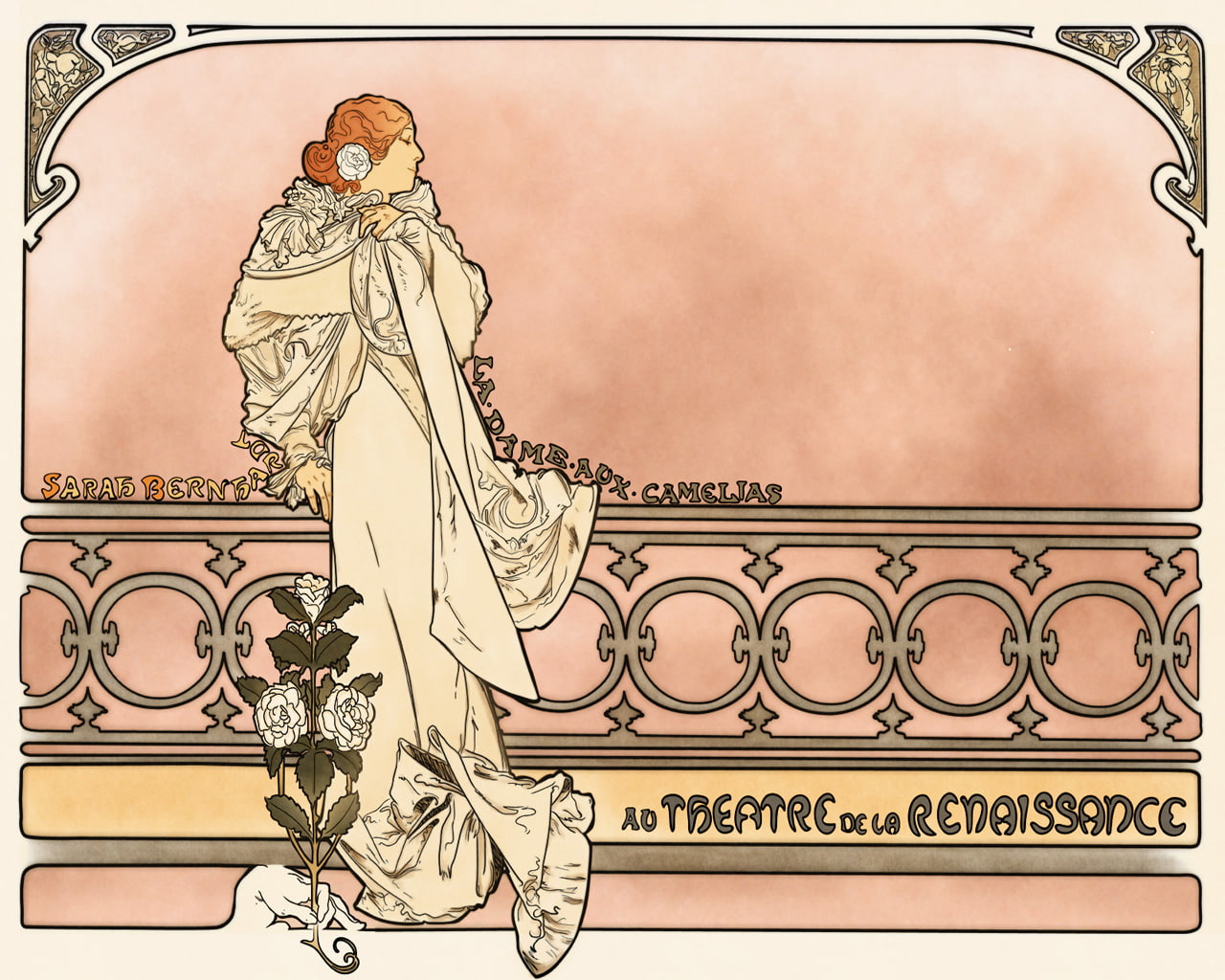 de, la, illustration, hd, black, theatre, pink, artistic, renaissance, drawing, 720P, beige, HD Wallpaper