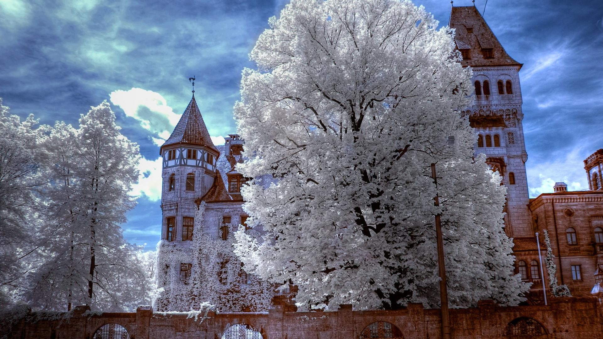 castle, architecture, 1080P, Schloss Faber-Castell, Nuremberg, trees, Germany, HD Wallpaper