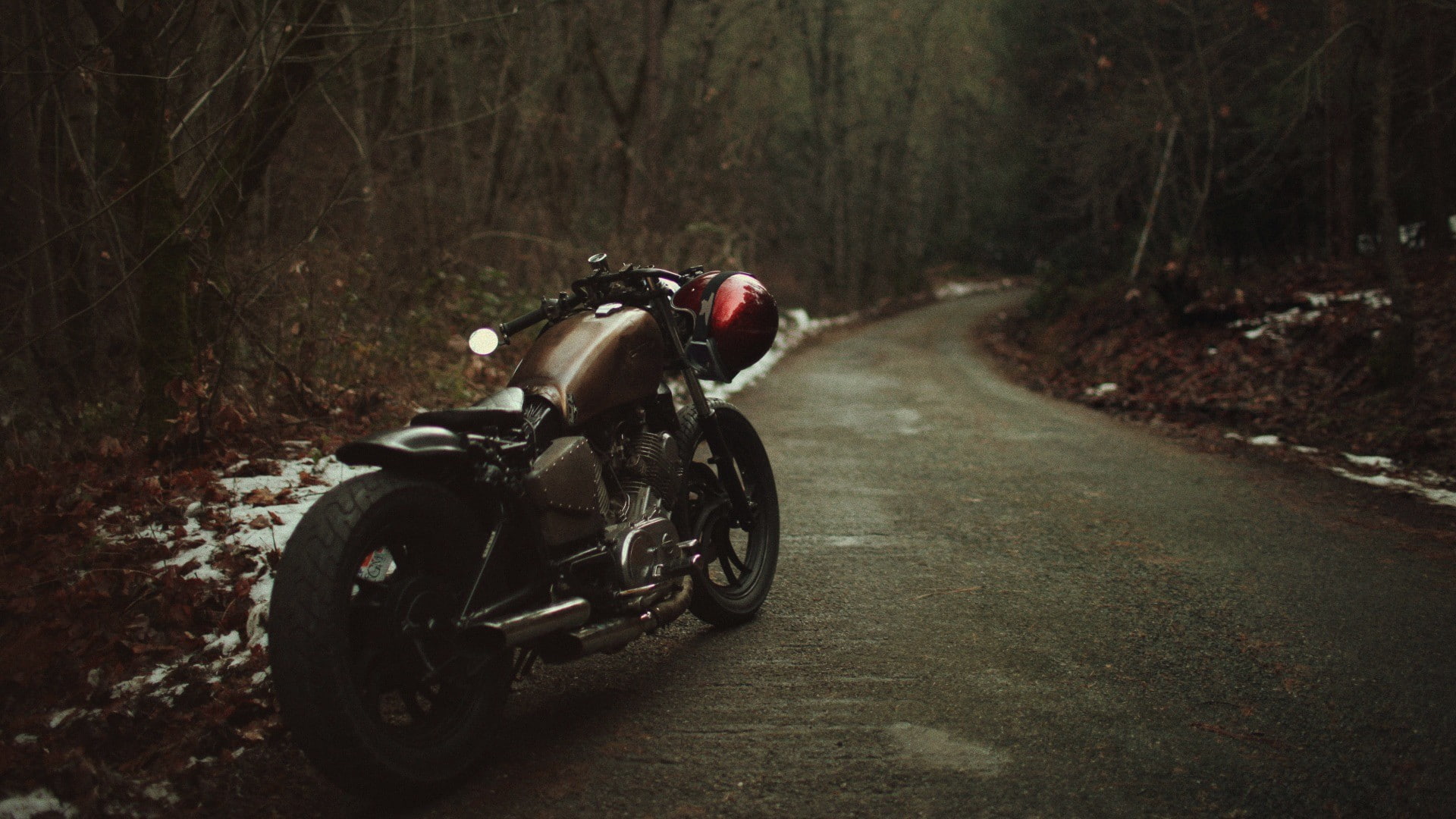 motorcycles, motorbike, 1080P, forest, lonely, HD Wallpaper