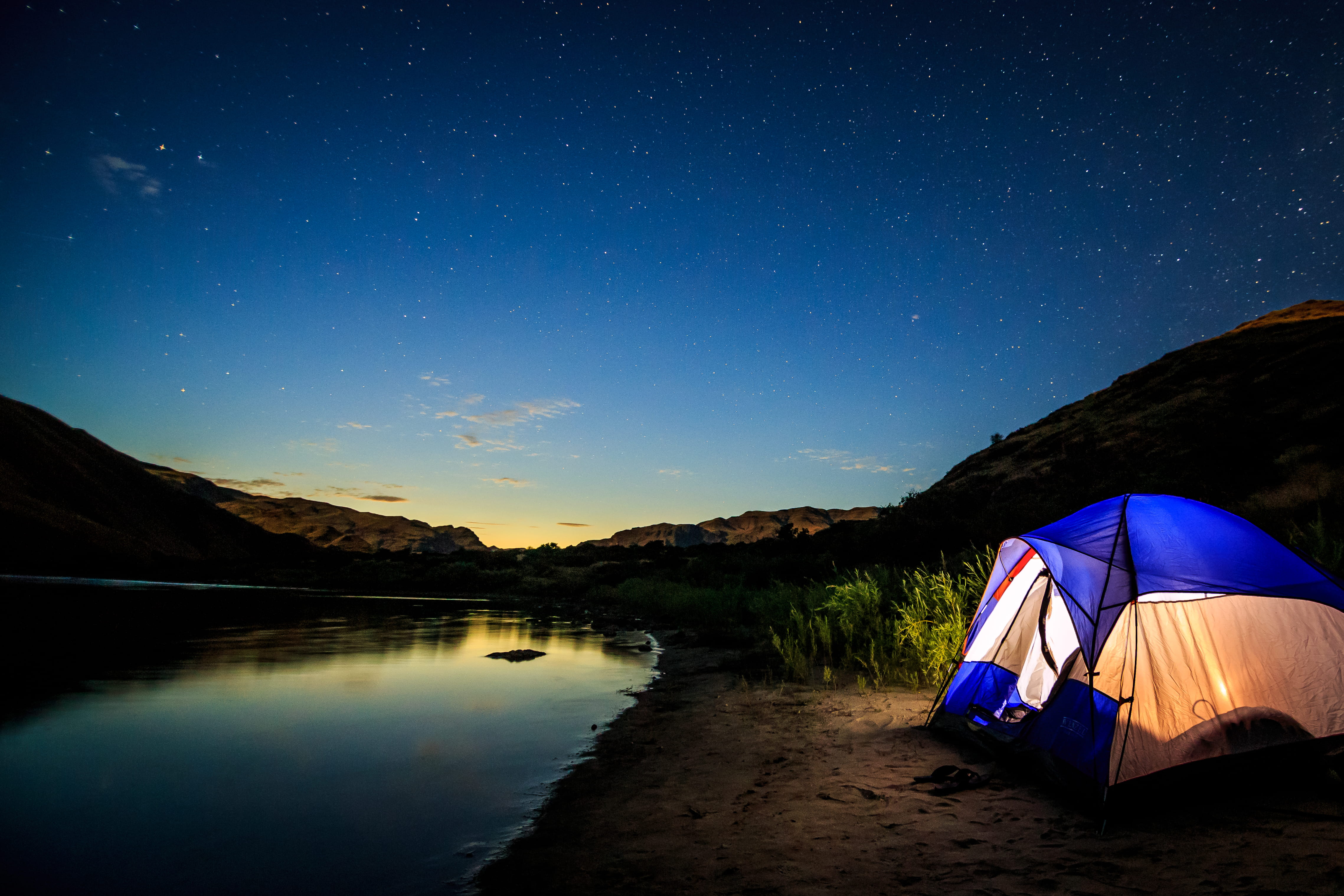 nature, 4K, star field, solo, sky, space and astronomy, tranquil scene, tent, camping, hells canyon, star, sunset, hells canyon dam, no people, solitude, HD Wallpaper