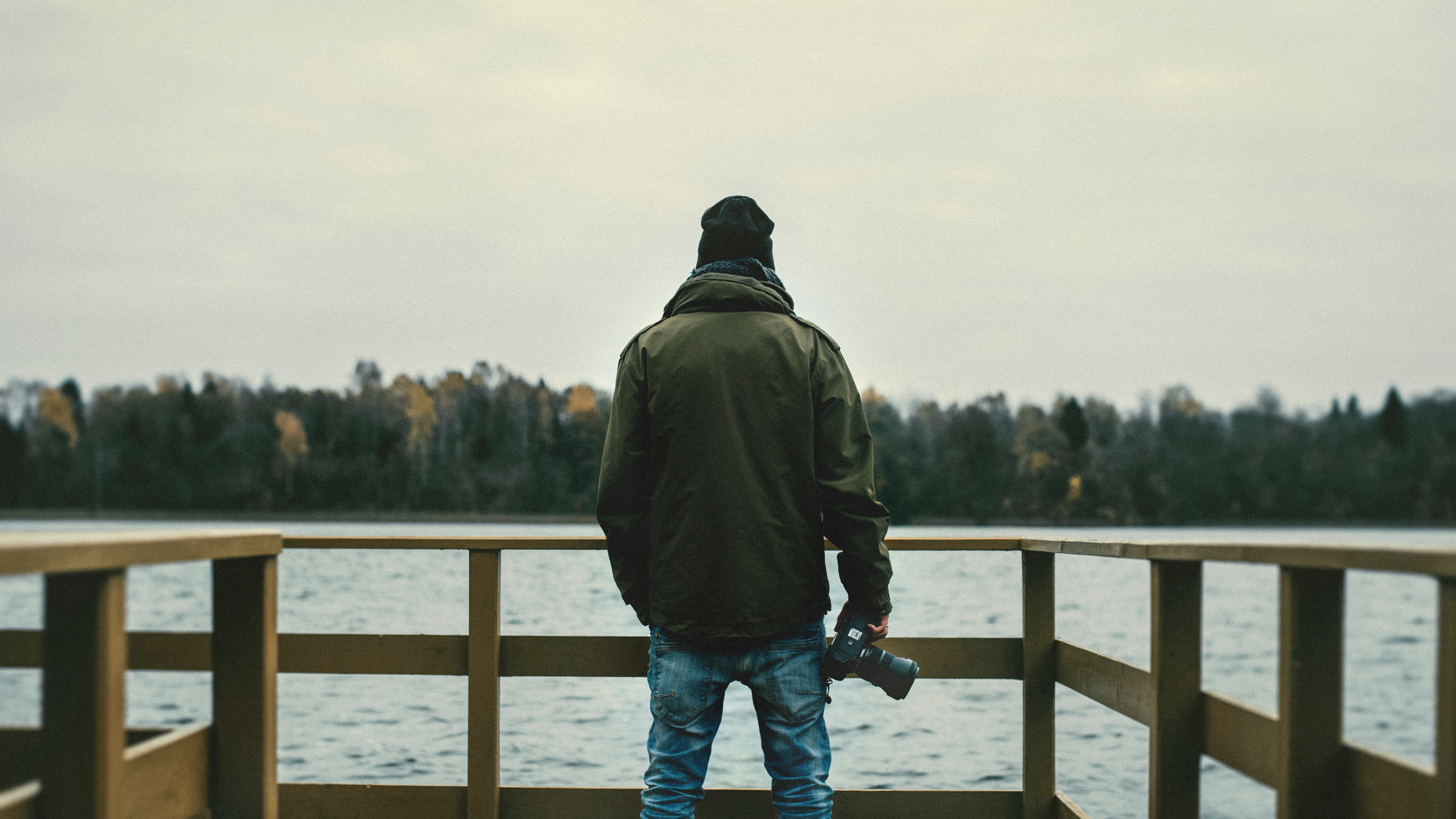 photographer, winter, real people, loneliness, back, people, one Person, caucasian Ethnicity, jeans, outdoors, boys, casual Clothing, standing, water, cold - Temperature, HD Wallpaper
