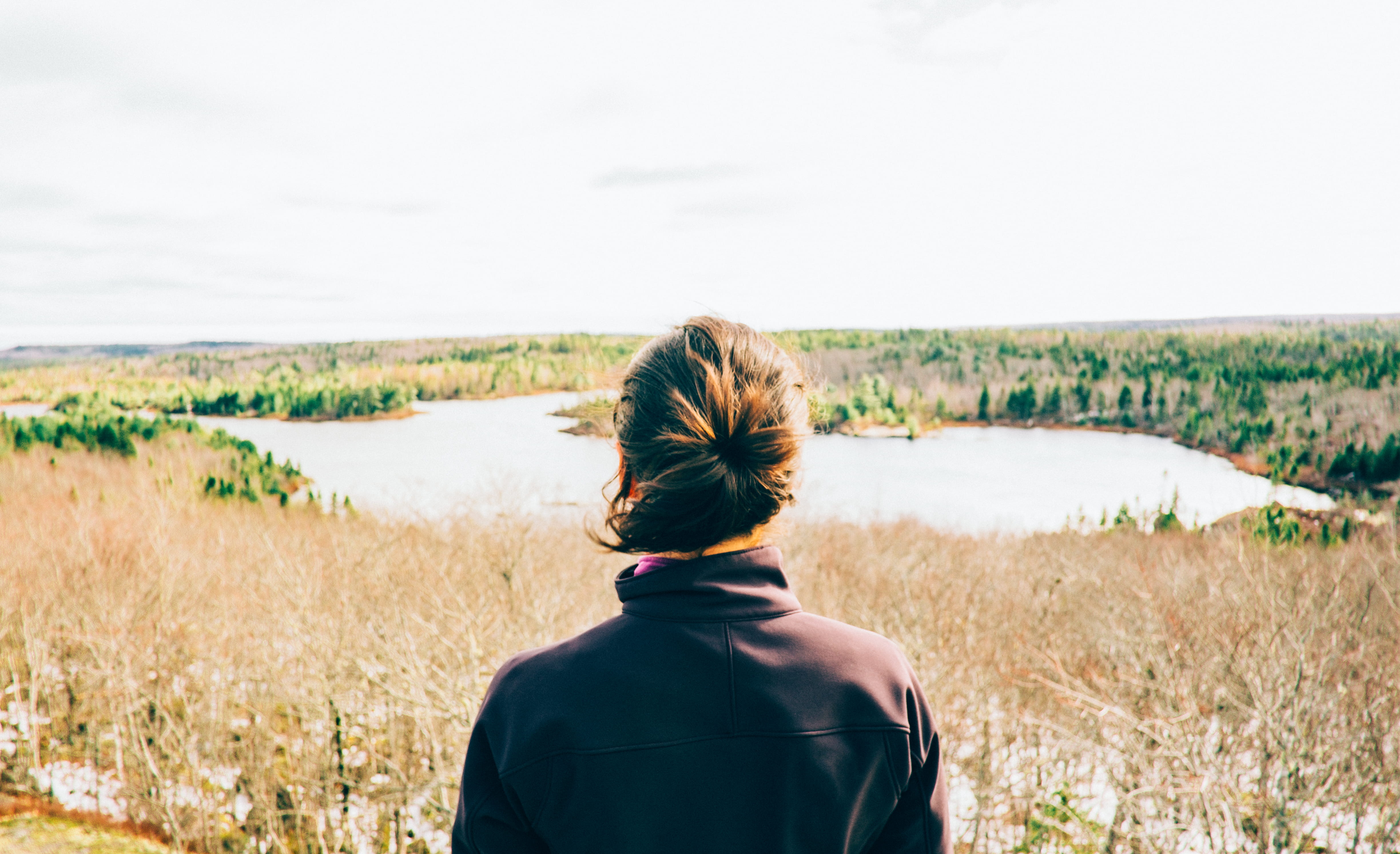 environment, loneliness, tree, one woman only, brown, females, 4K, waist up, facing, daytime, men, hair, untitled, standing, field, lake, nature, headshot, HD Wallpaper