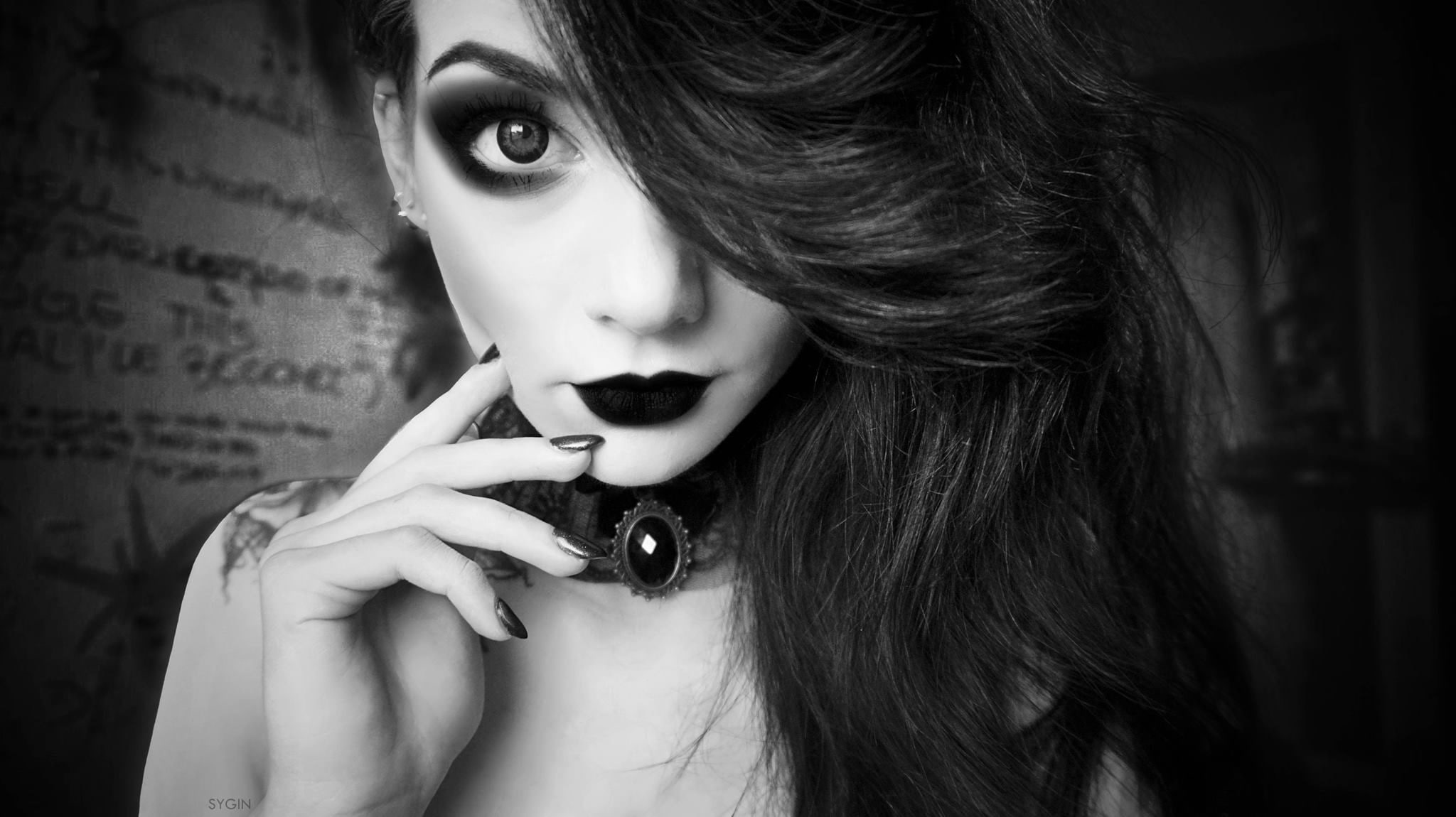 model, monochrome, Sygin, 1080P, emo, HD Wallpaper