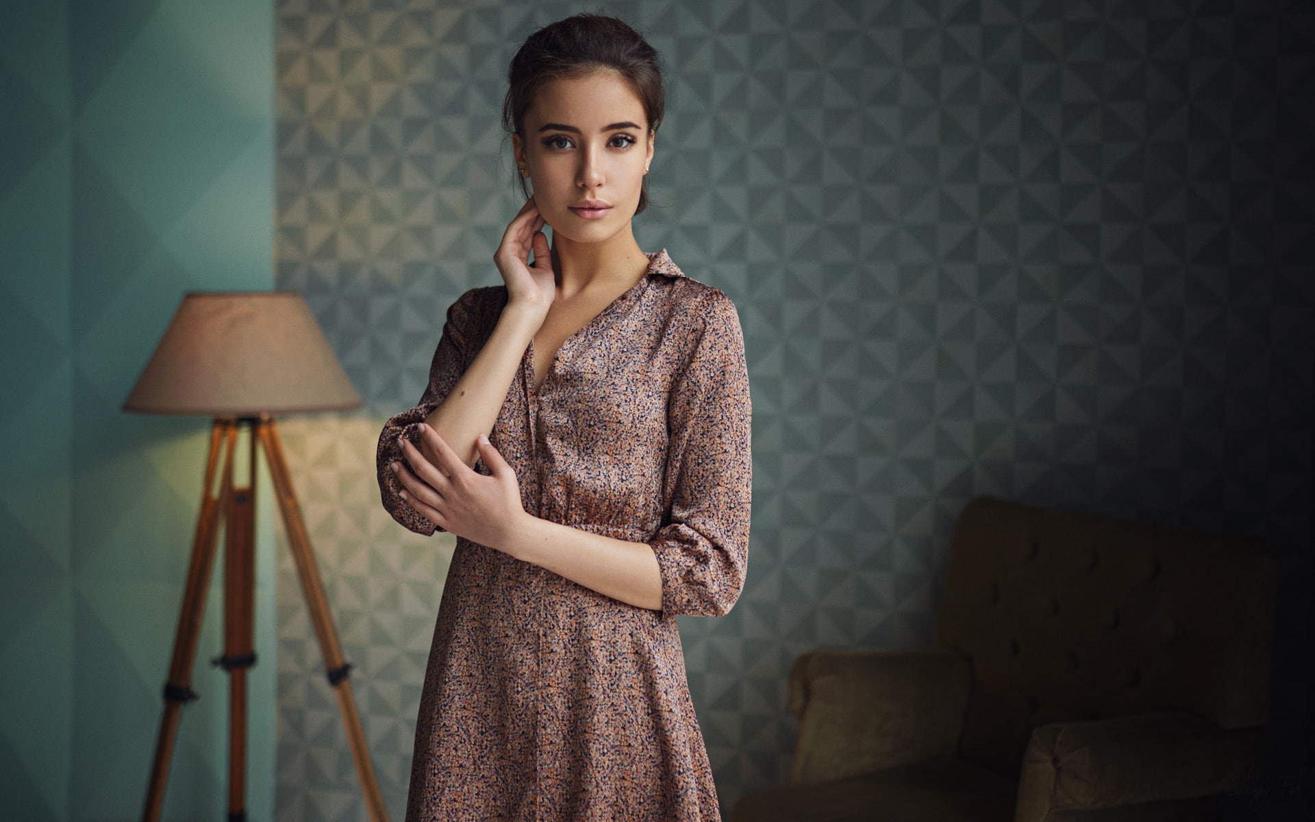 Eva Reber, women, portrait, Sergey Fat, women indoors, 1080P, HD Wallpaper