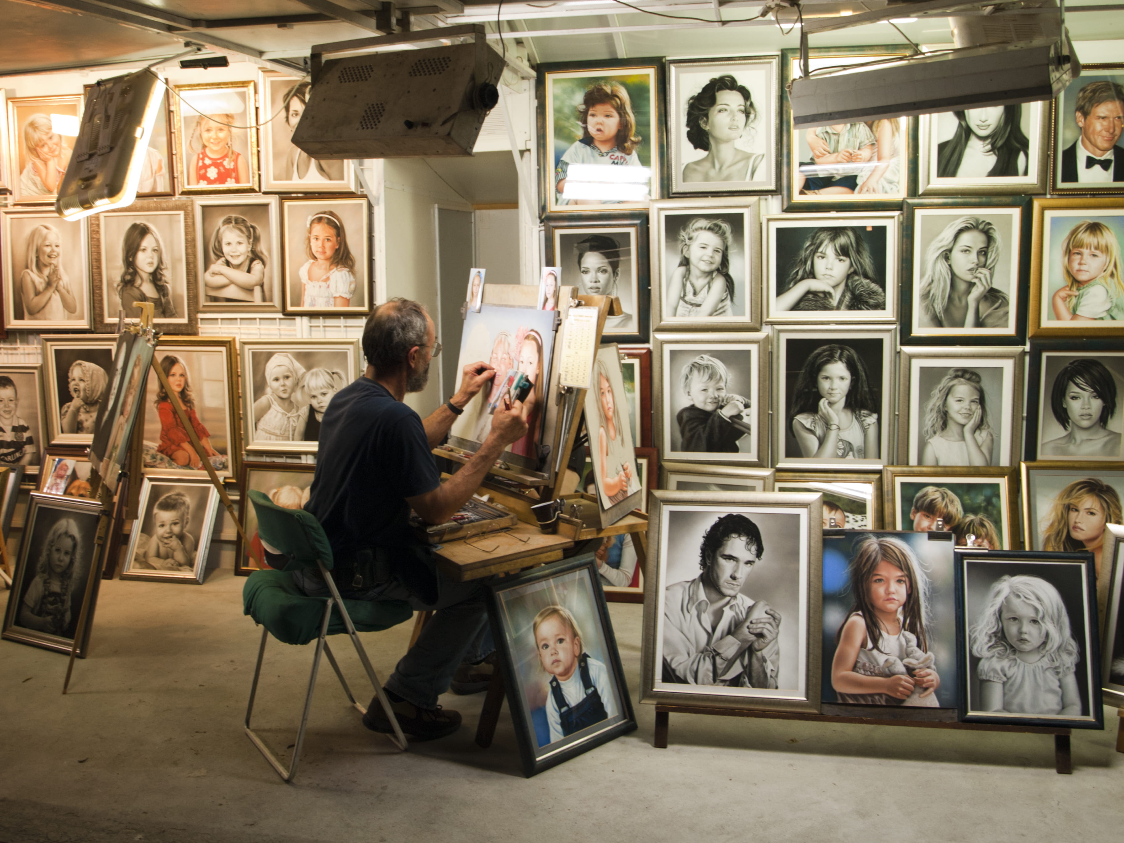 painting, representation, frames, female likeness, real people, frame, chair, mature men, male likeness, spotlights, man, portrait, group of people, seat, HD Wallpaper