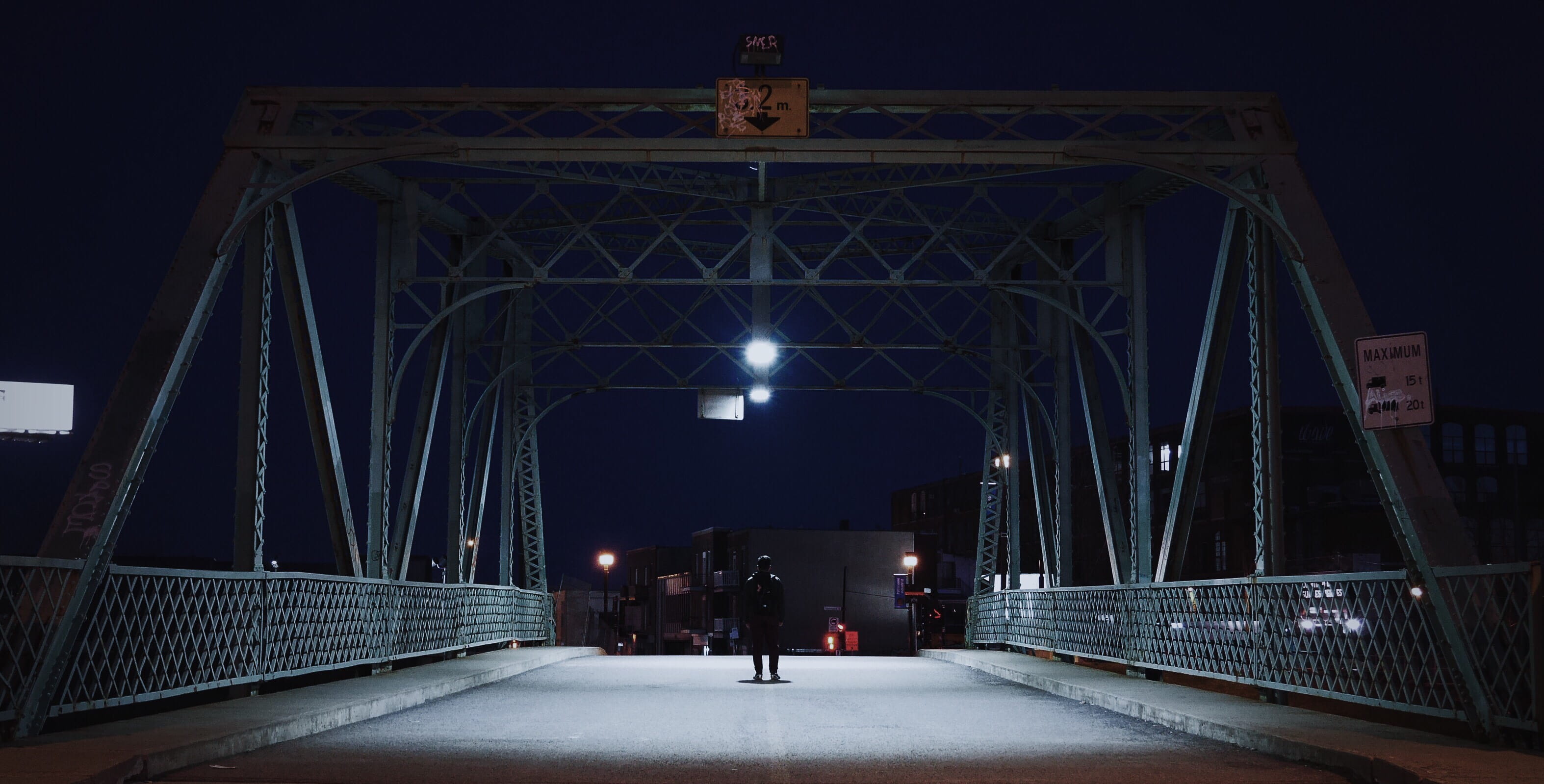 the way forward, bridge, journey, travel, one person, sign, suspension bridge, illuminated, built structure, engineering, dark, bridge - man made structure, HD Wallpaper