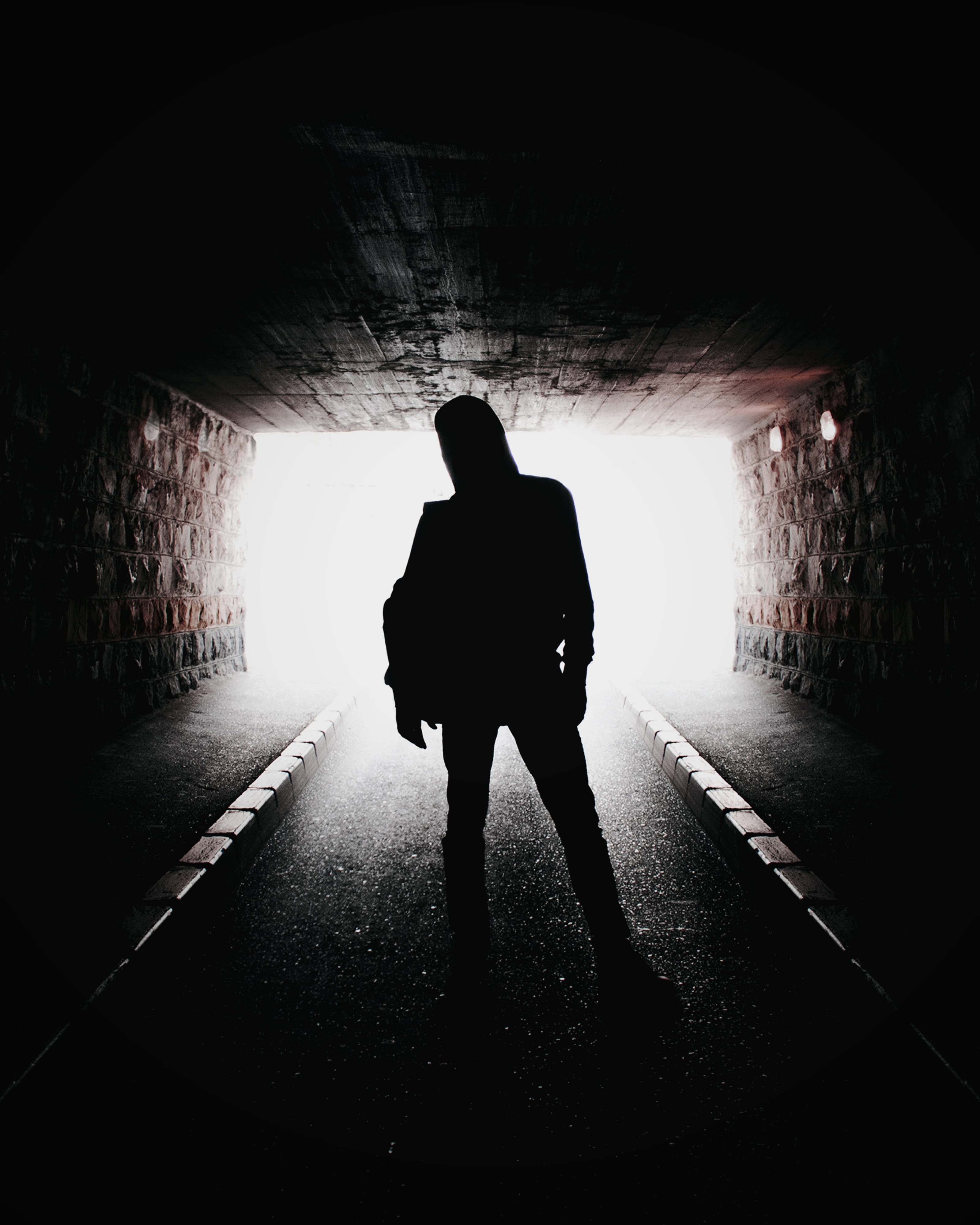 underpass, real people, light, day, one person, railway, silhouette, 4K, tehran, train track, the way forward, walking, lifestyles, human, light at the end of the tunnel, Phone HD Wallpaper
