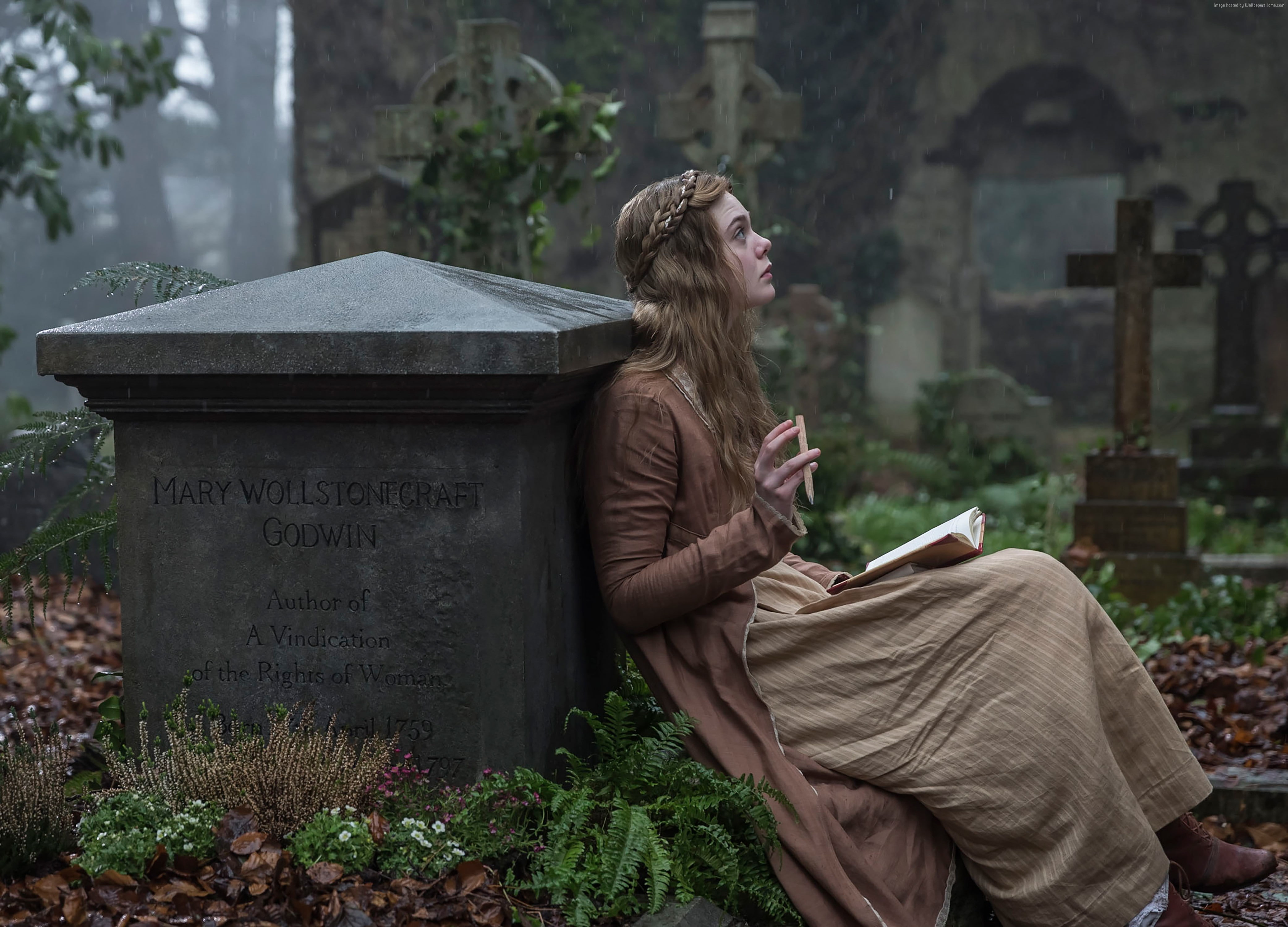 one person, spirituality, cemetery, tombstone, nature, three quarter length, sadness, grief, religion, Elle Fanning, adult, plant, 4K, Mary Shelley, stone, HD Wallpaper
