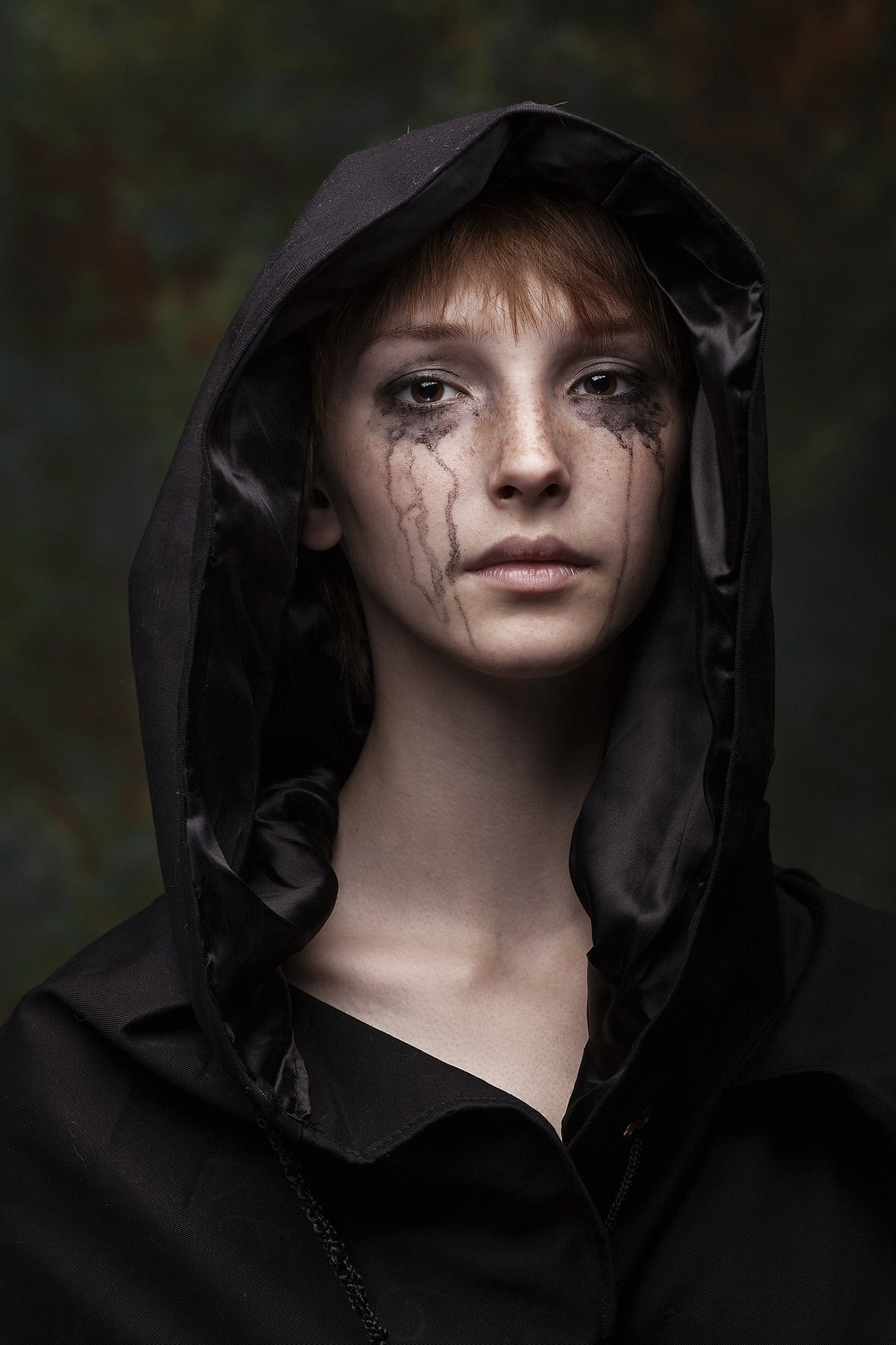 tears, serious, adult, fear, women, one person, females, gothic style, grief, clothing, headshot, black color, makeup, depression - sadness, emotion, evil, Phone HD Wallpaper