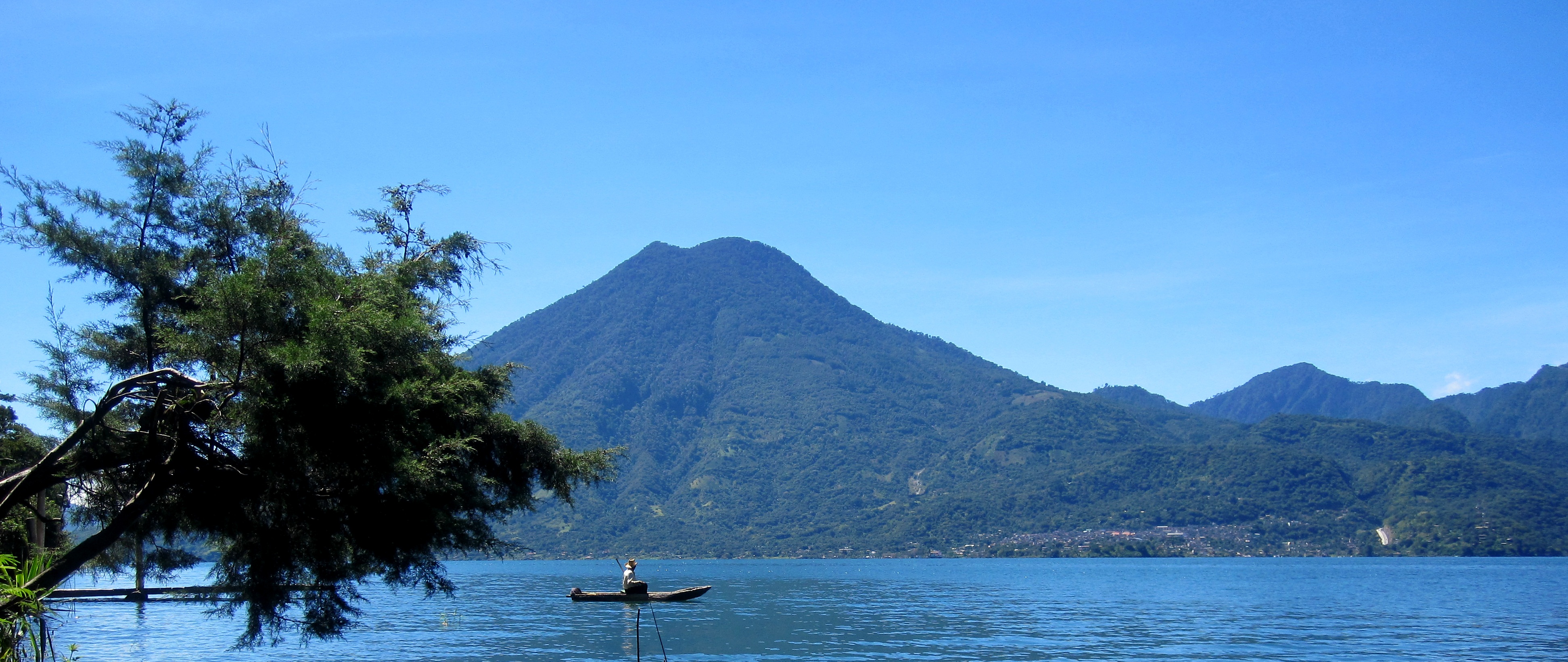 4K, blue, guatemala, lake, tranquil scene, sea, nature, land, volcano, tree, outdoors, lake atitlan, sailboat, water, no people, plant, mode of transportation, HD Wallpaper