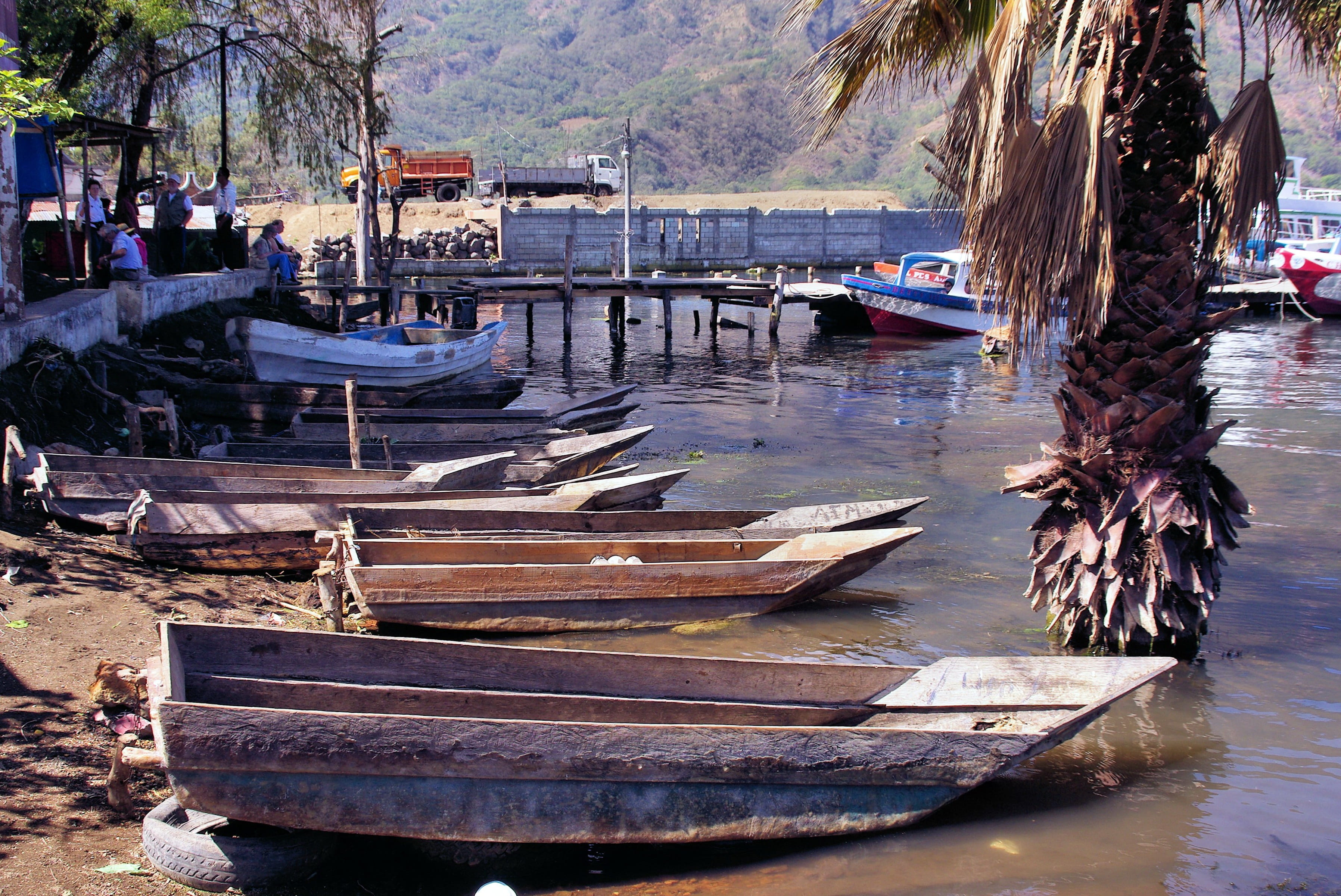 nautical vessel, nature, architecture, tree, atitlan, boat, water, guatemala, mode of transportation, reflection, no people, lake, outdoors, moored, 2K, HD Wallpaper
