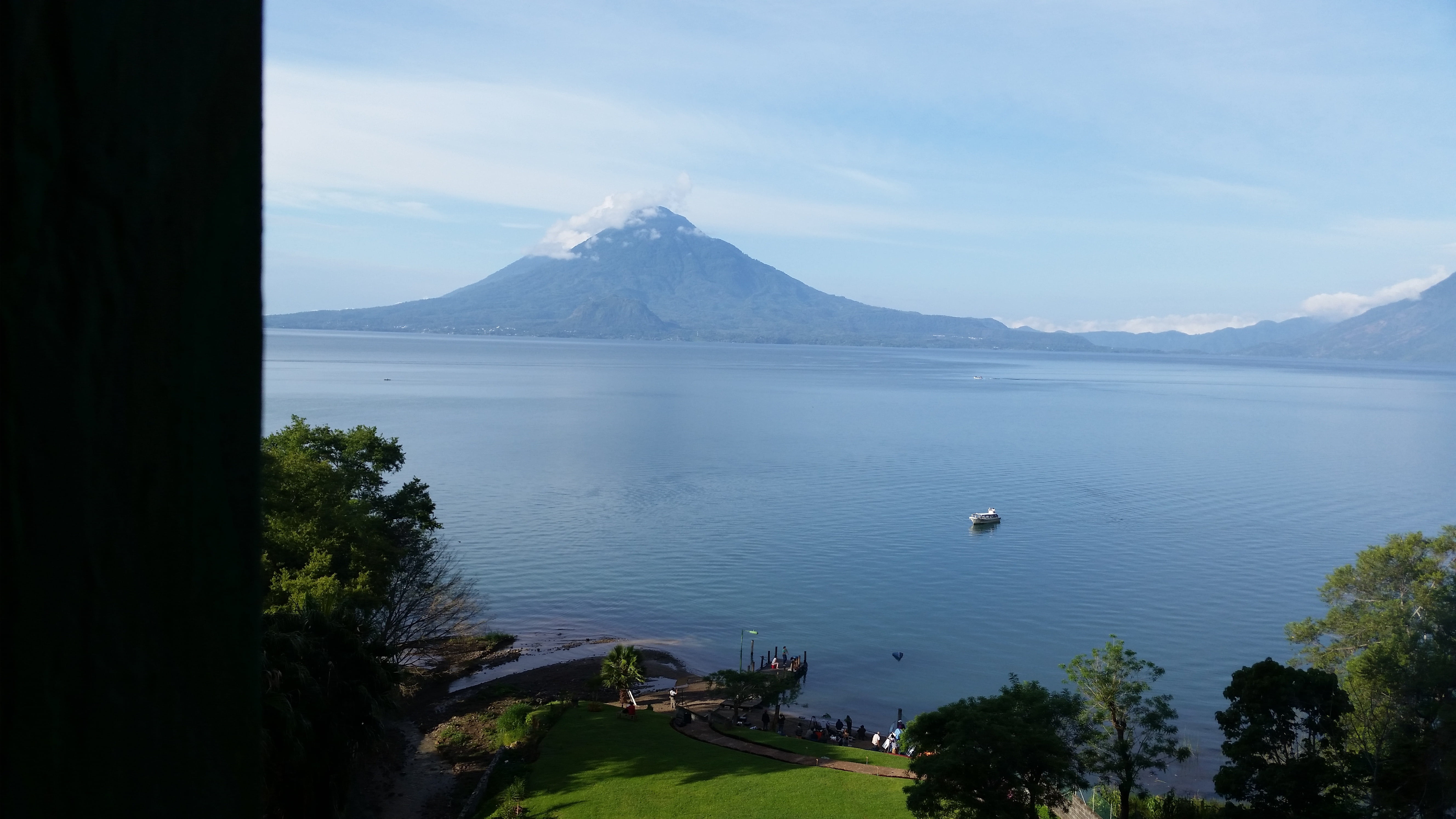lake, 5K, tree, sky, plant, tranquil scene, no people, tollman, mountain peak, volcano, lake atitlan, cloud - sky, bay, day, tranquility, scenics - nature, HD Wallpaper