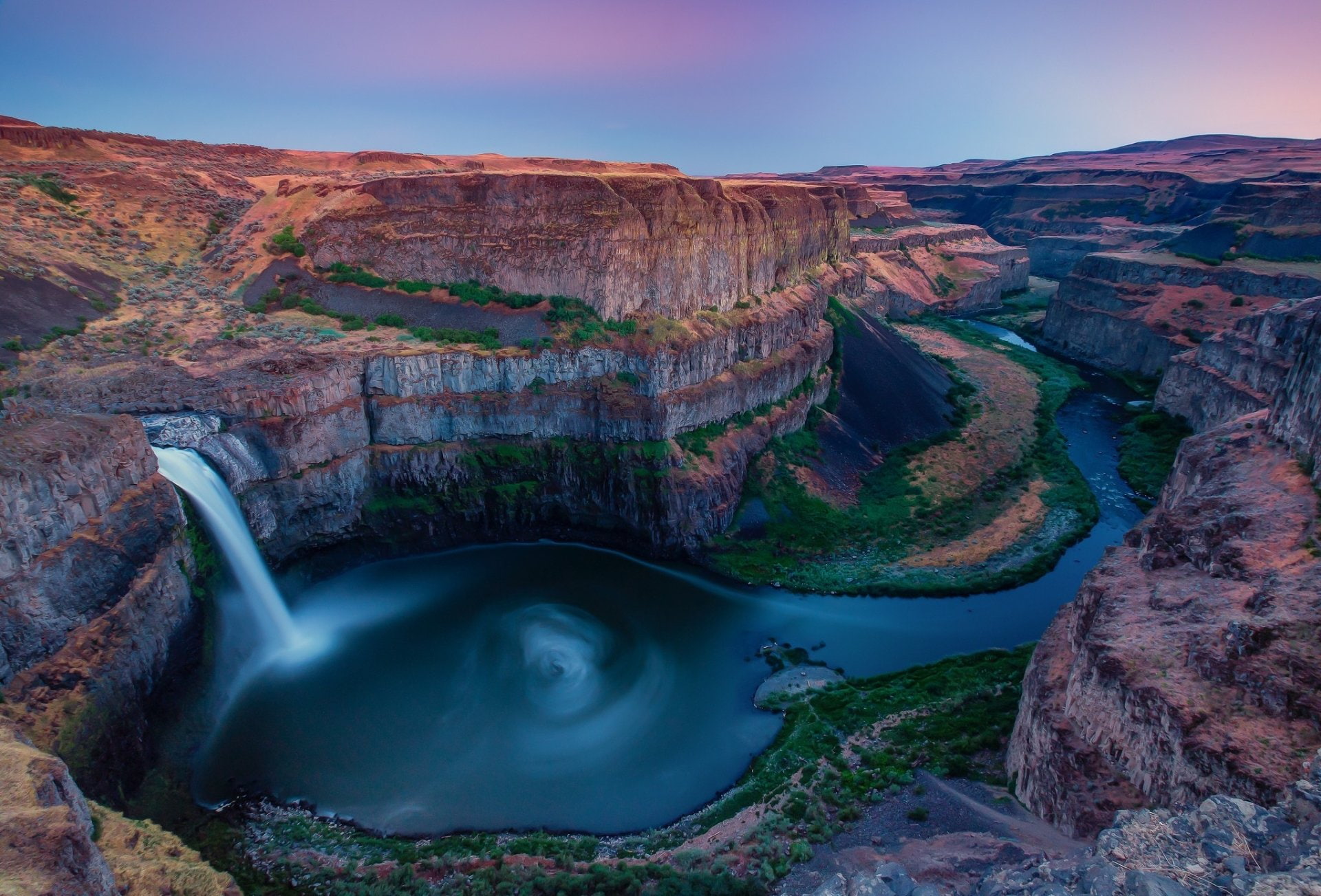 outdoors, rock - object, no people, 1080P, solid, water, Palouse Canyon, environment, nature, rock formation, power in nature, geology, Waterfalls, motion, HD Wallpaper
