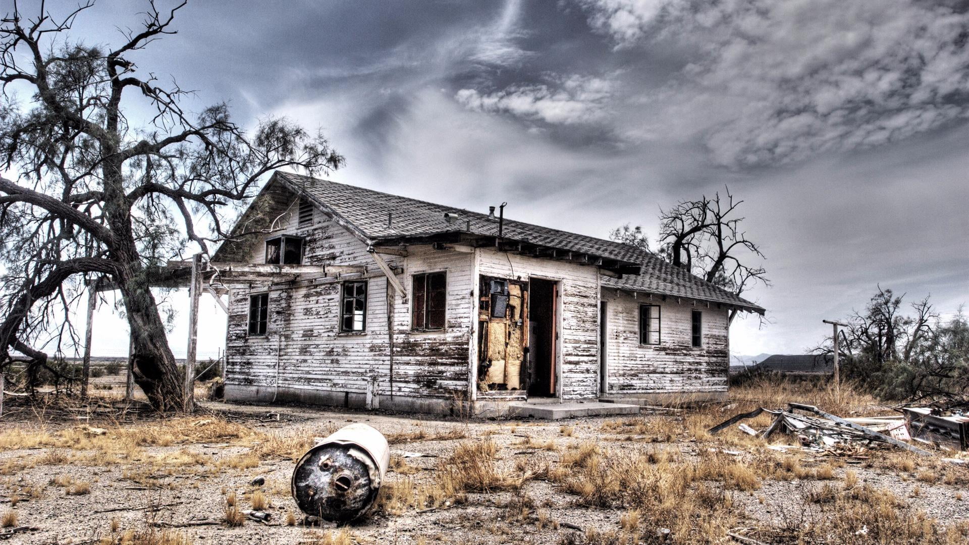 fort collins, ruined, 1080P, cloud, plant, deterioration, built structure, obsolete, building exterior, old, architecture, haunted house, tree, abandoned, HD Wallpaper