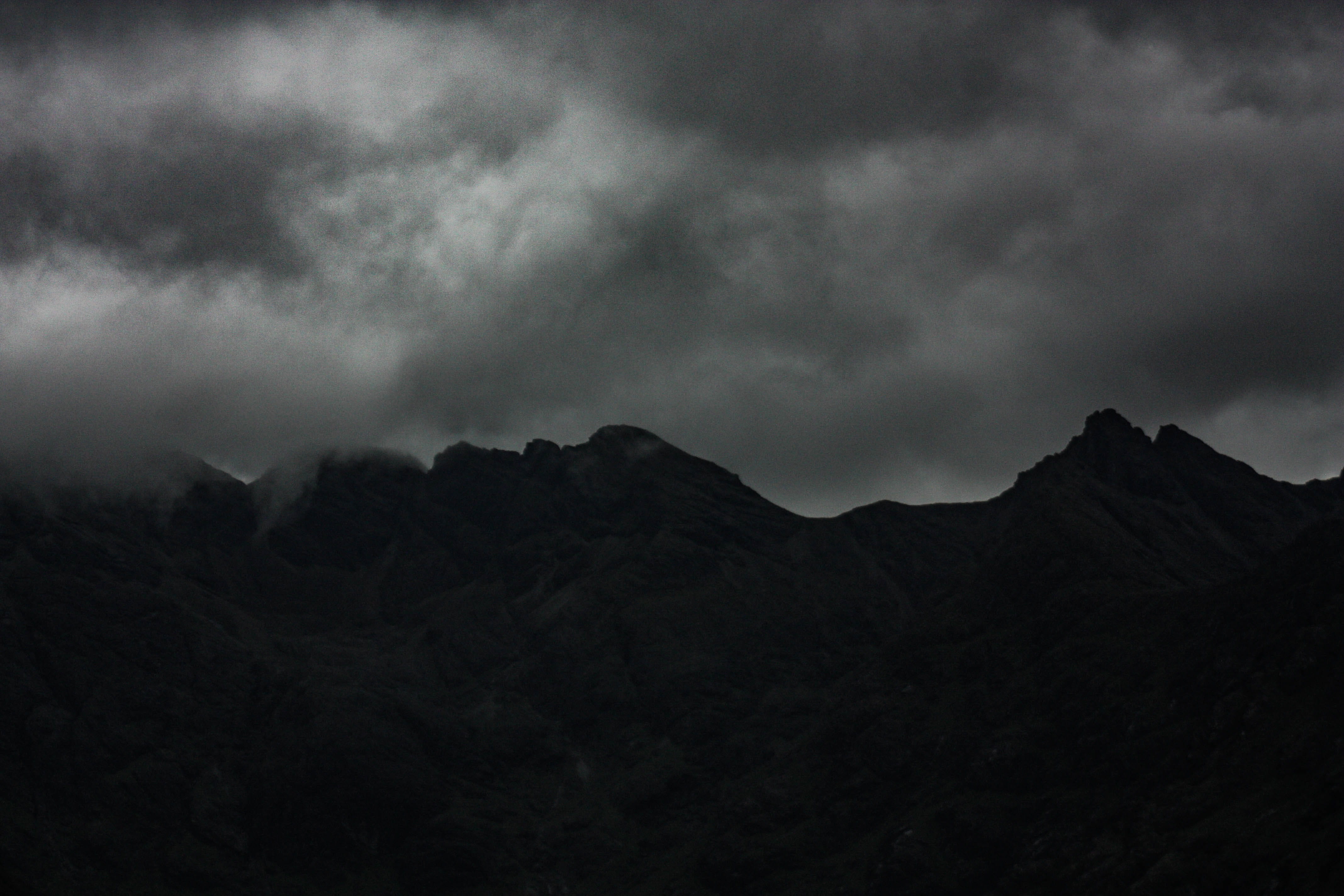 scotland, scary, cuillins, outdoors, storm, mountain, travel destinations, cuillin, nature, dramatic, land, peaks, mountain range, clouds, scottish, sky, HD Wallpaper
