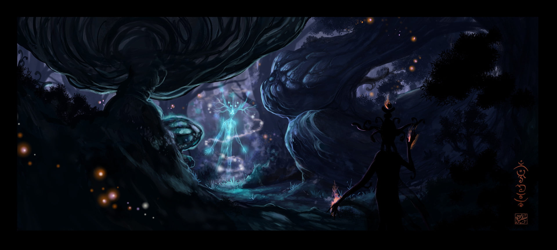 digital art, spirits, fantasy art, 1080P, forest, HD Wallpaper