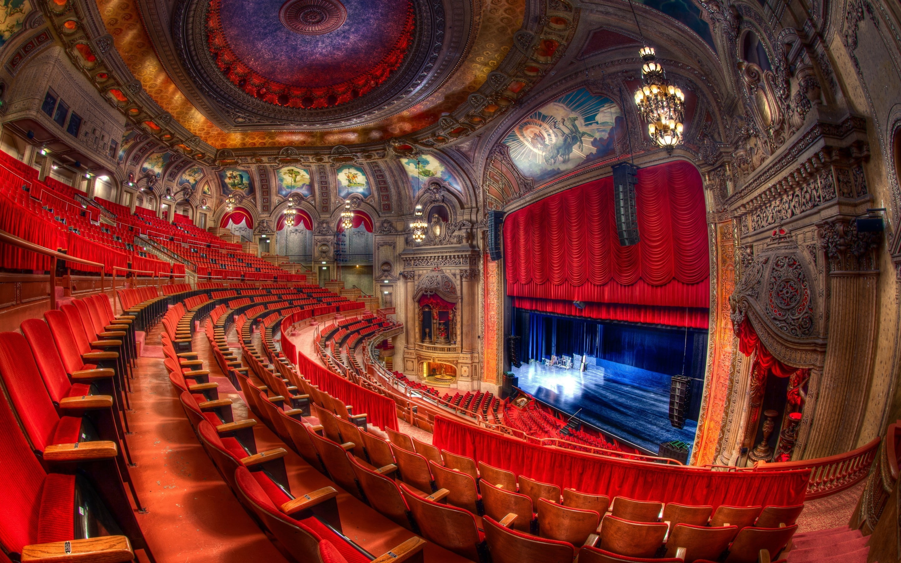 scene, 2K, room, chicago, theatre, red chairs, HD Wallpaper