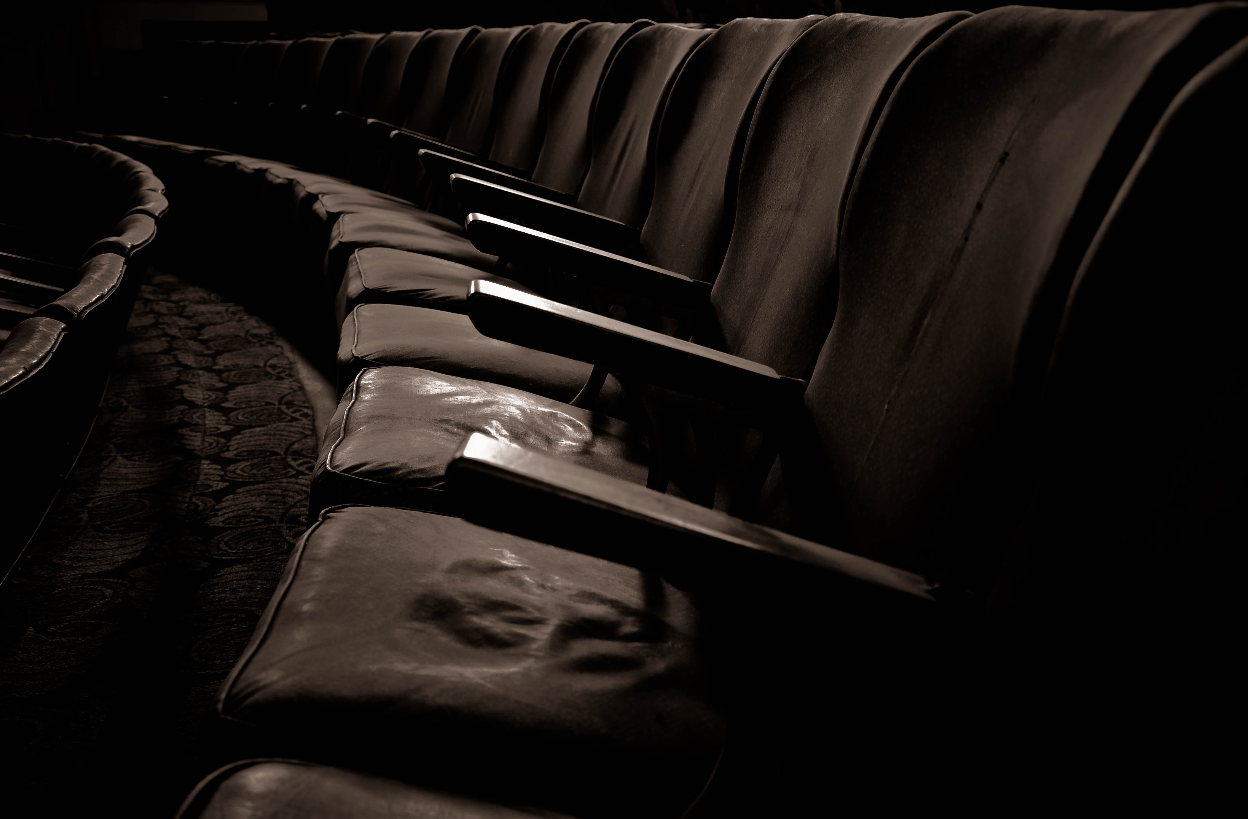 in a row, music, seat, theatre, close-up, absence, men, high angle view, black, arts culture and entertainment, human limb, cinema, theater, indoors, 4K, HD Wallpaper