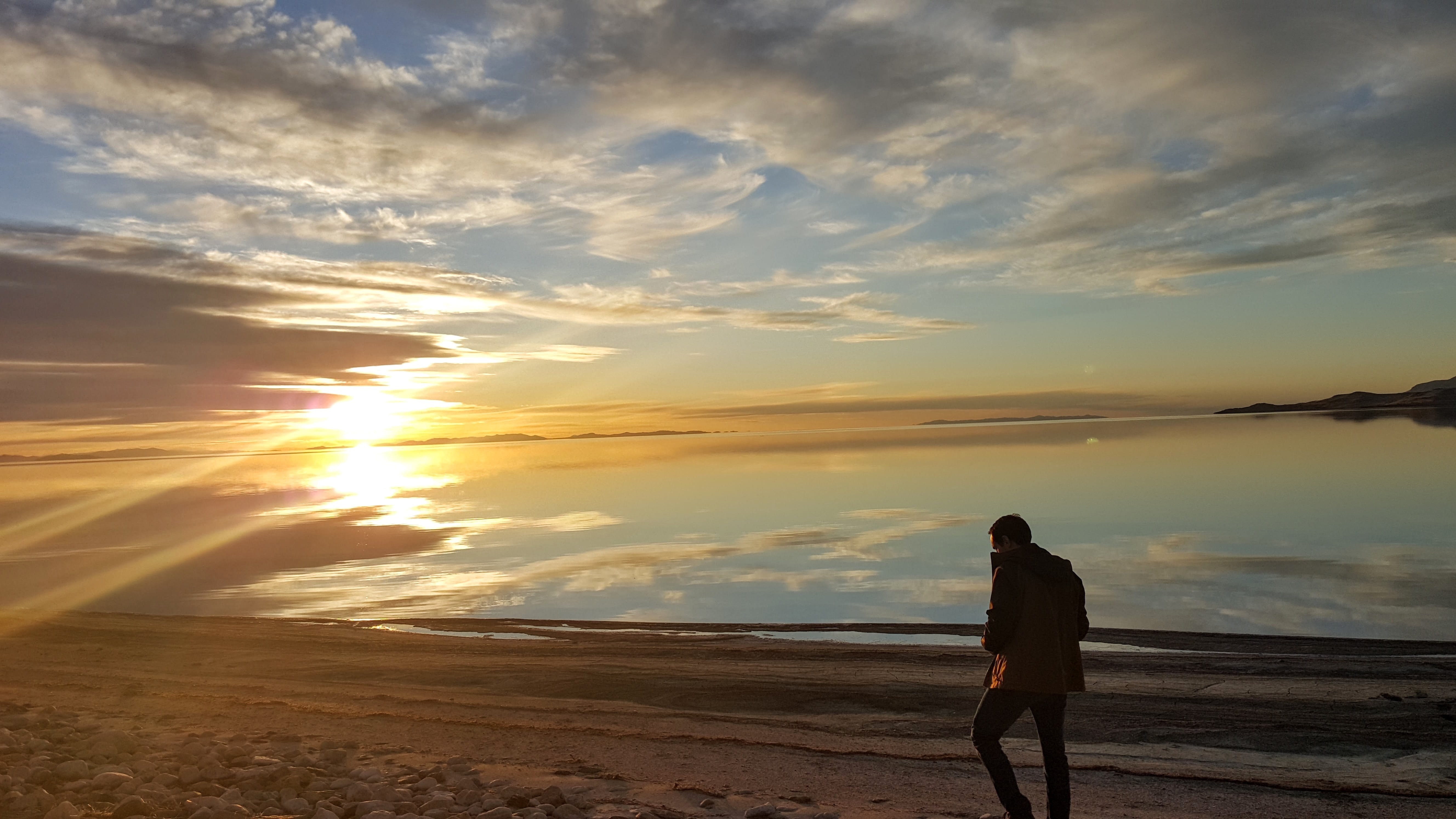 great salt lake, water, cloud - sky, utah, sky, thinking, beach, man, learning, scenics - nature, tranquil scene, one person, lifestyles, nature, standing, HD Wallpaper