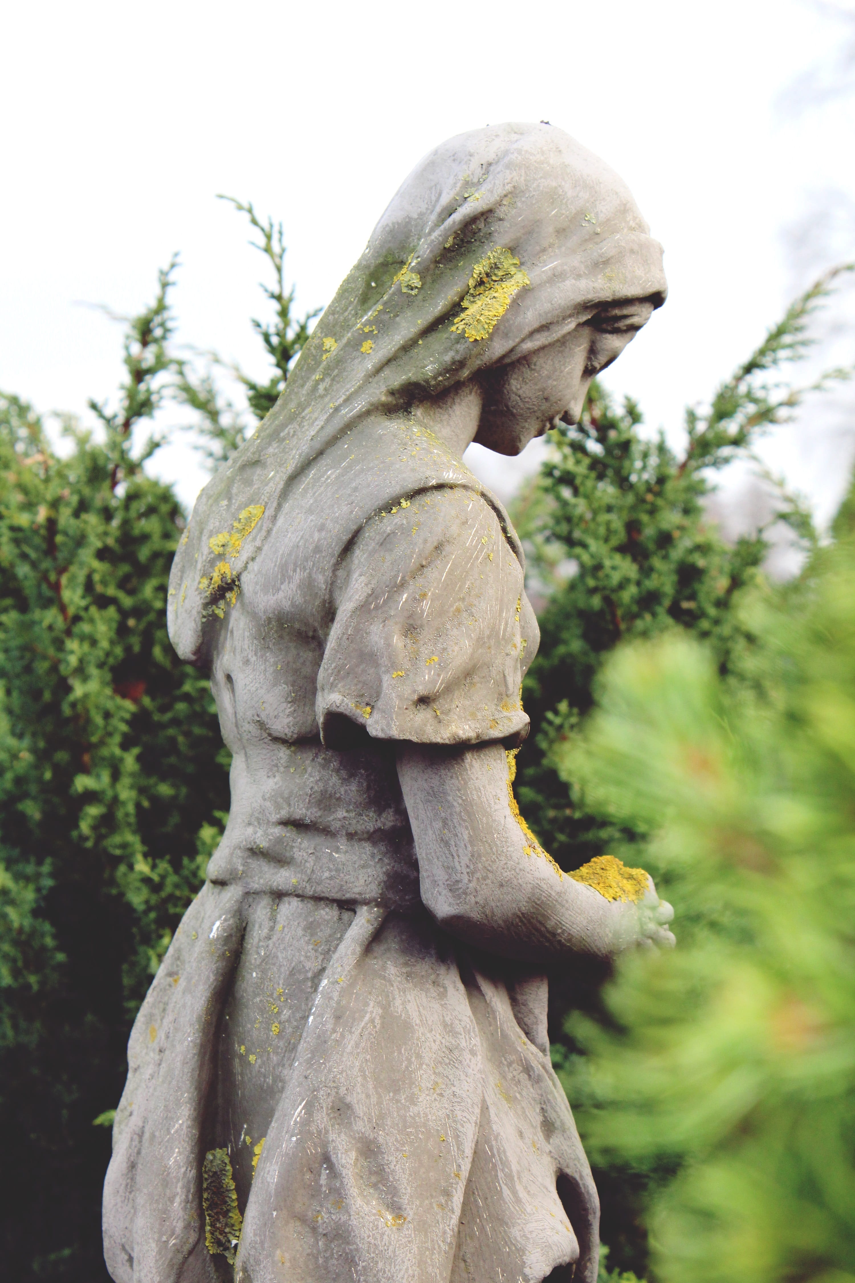 selective focus, mourning, close, mystical, representation, die, day, sculpture, creativity, stone figure, focus, woman, prayer, figure, grave, dress, god, Phone HD Wallpaper
