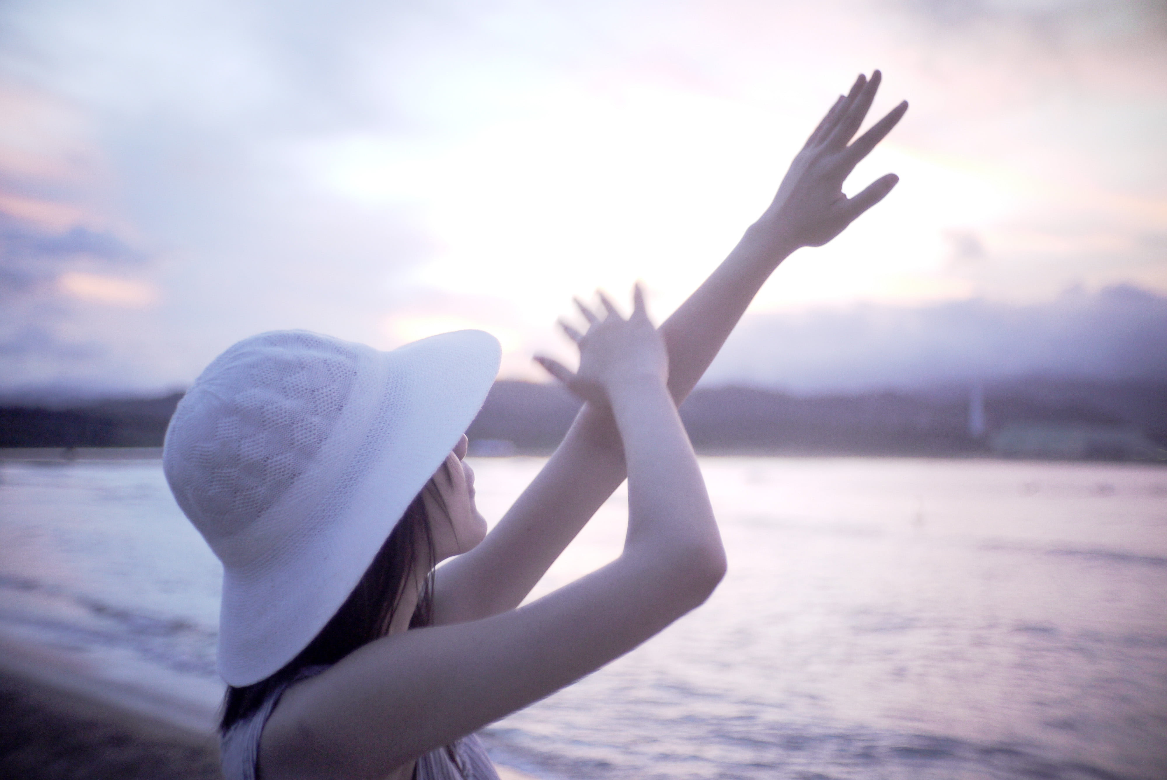 lifestyles, m43, young Adult, sea, woman, white, beach, women, 4K, bolex, raising, vacations, dom, panasonic, people, nature, rx, 25mm, woman in white, HD Wallpaper